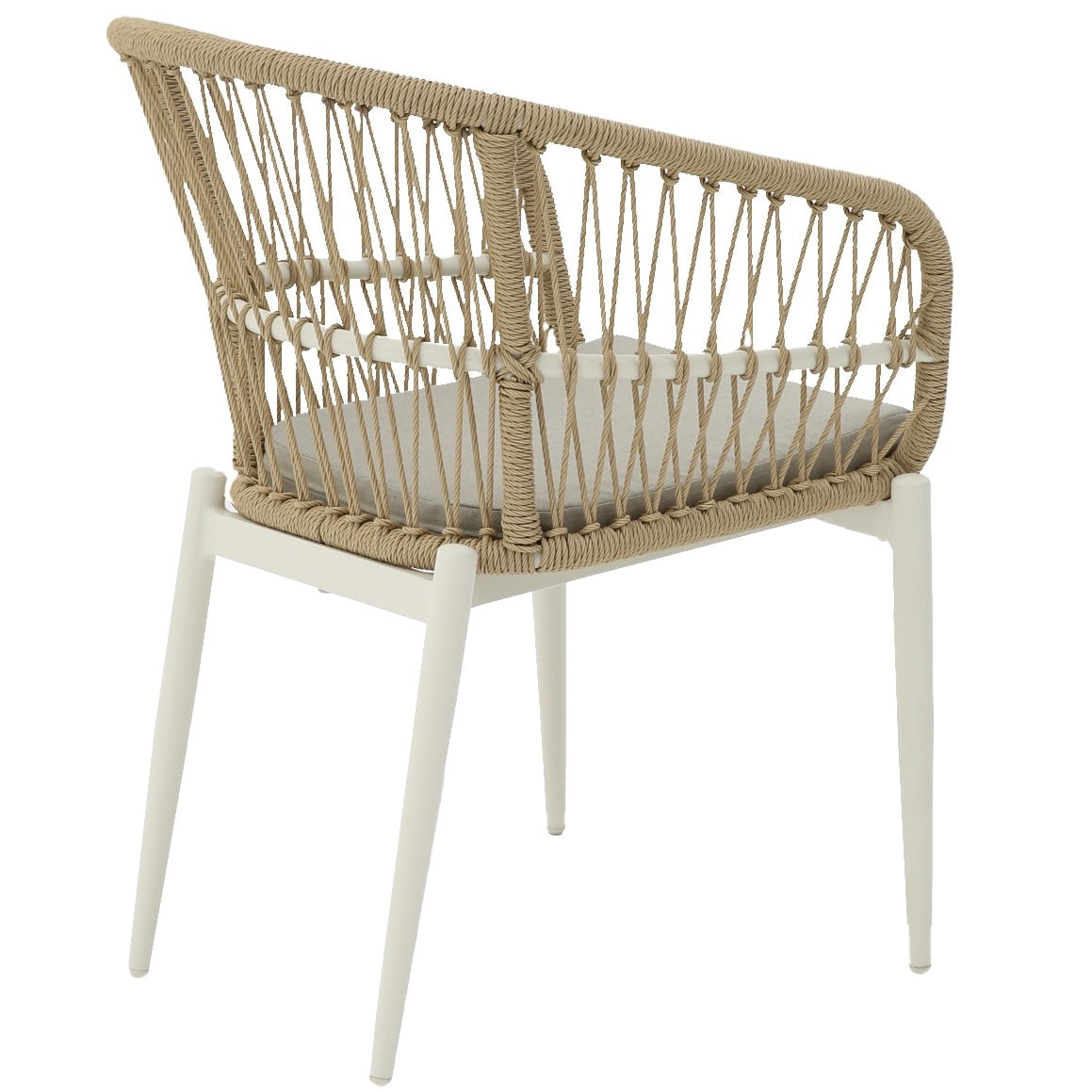 Silla con brazos Richmond aluminio blanco bone y trenzado natural