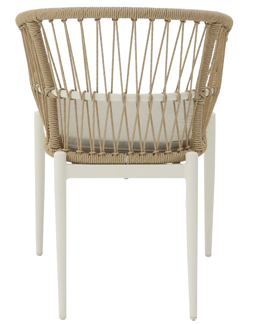 Silla con brazos Richmond aluminio blanco bone y trenzado natural