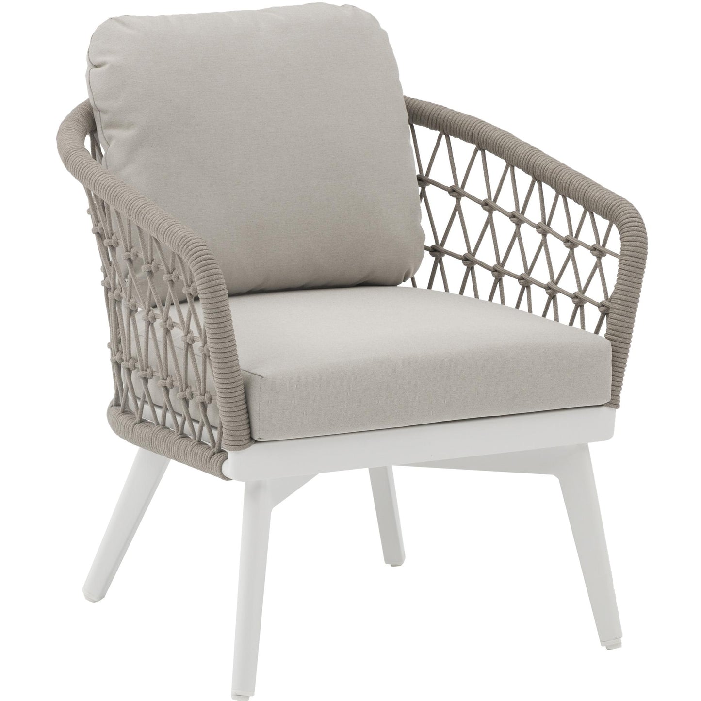 Sillón 1 plaza Nelayan aluminio blanco cuerda greige