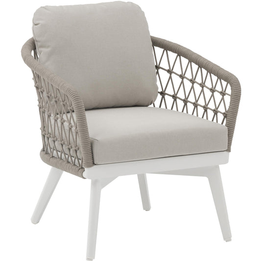Sillón 1 plaza Nelayan aluminio blanco cuerda greige
