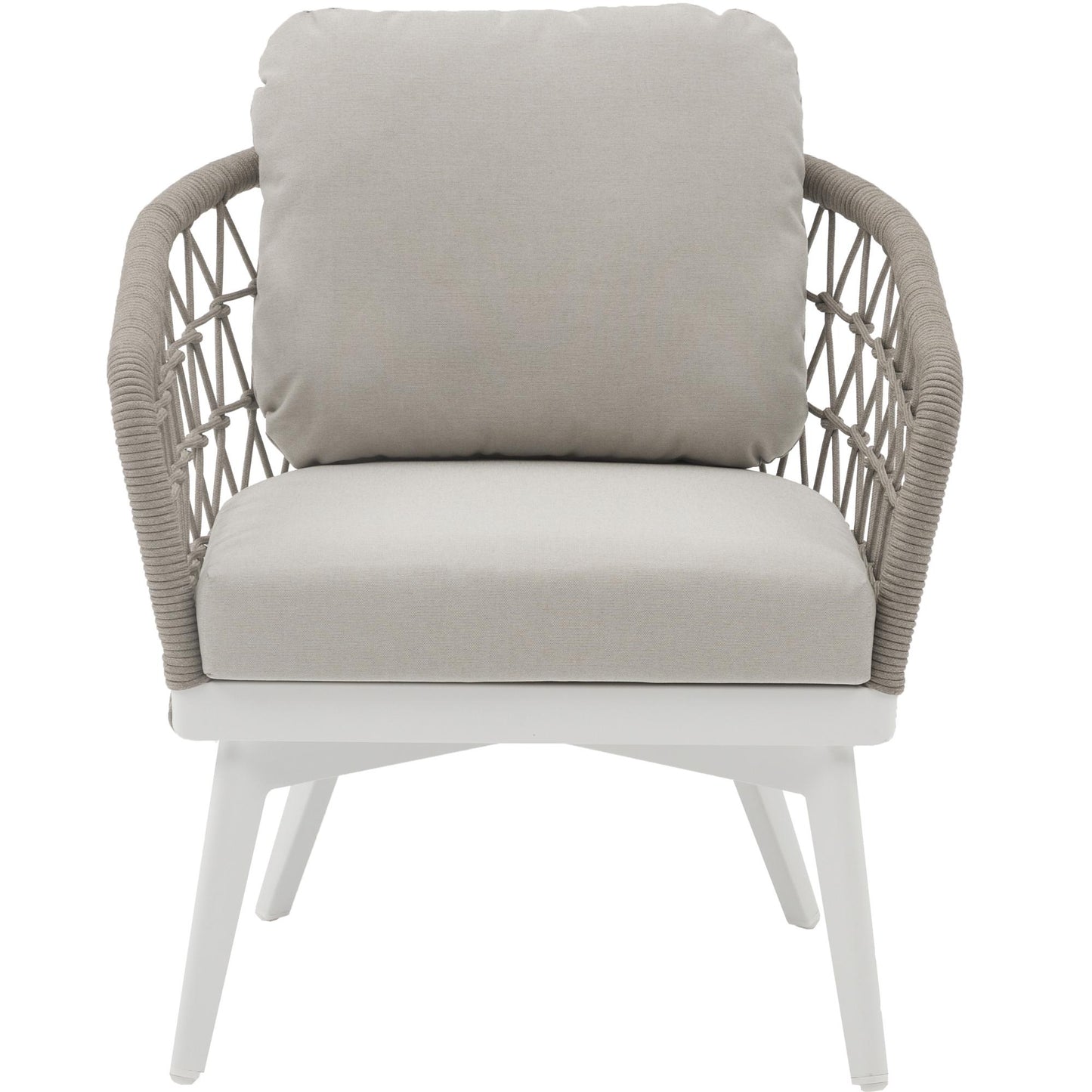 Sillón 1 plaza Nelayan aluminio blanco cuerda greige