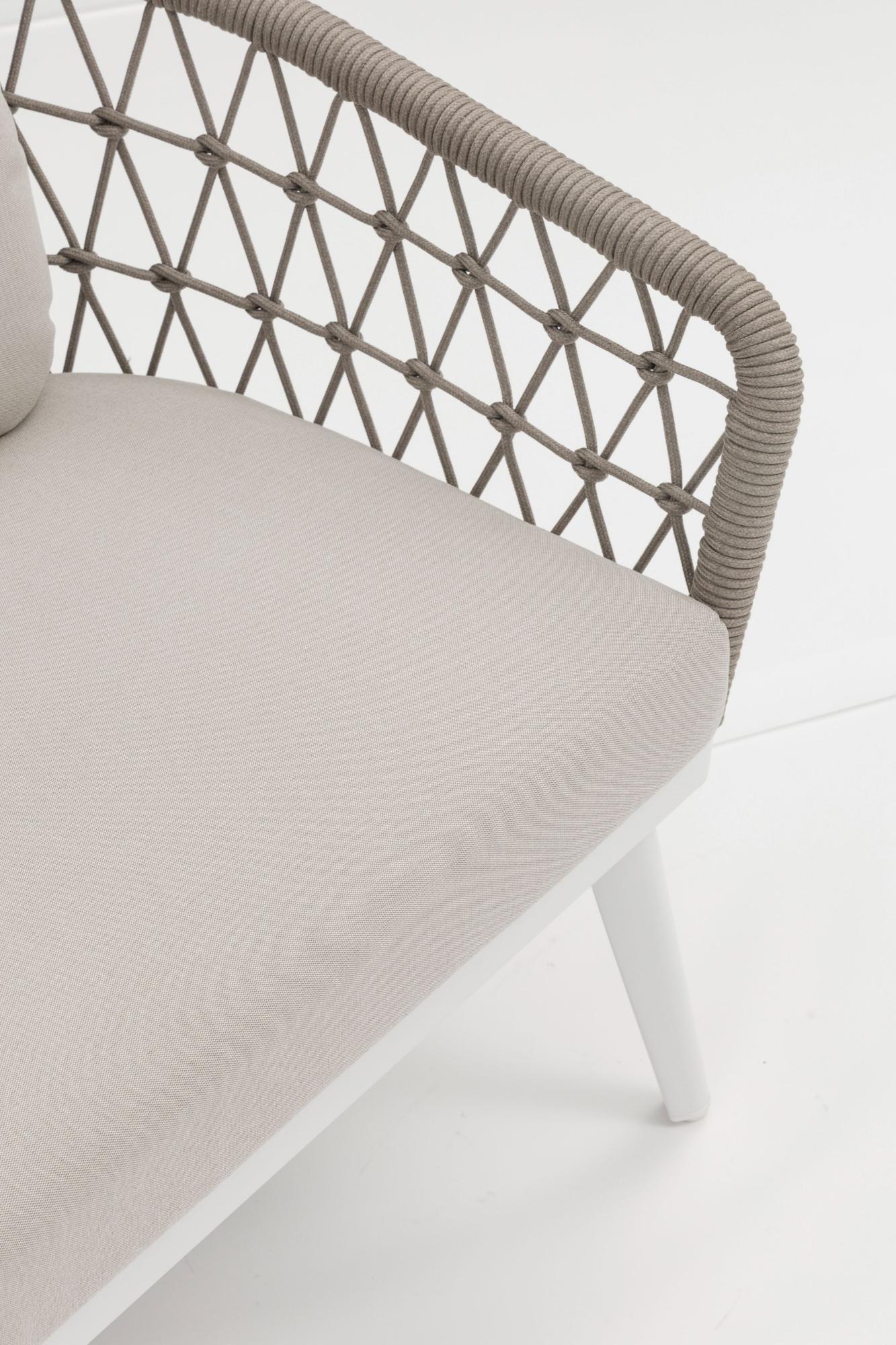 Sillón 1 plaza Nelayan aluminio blanco cuerda greige