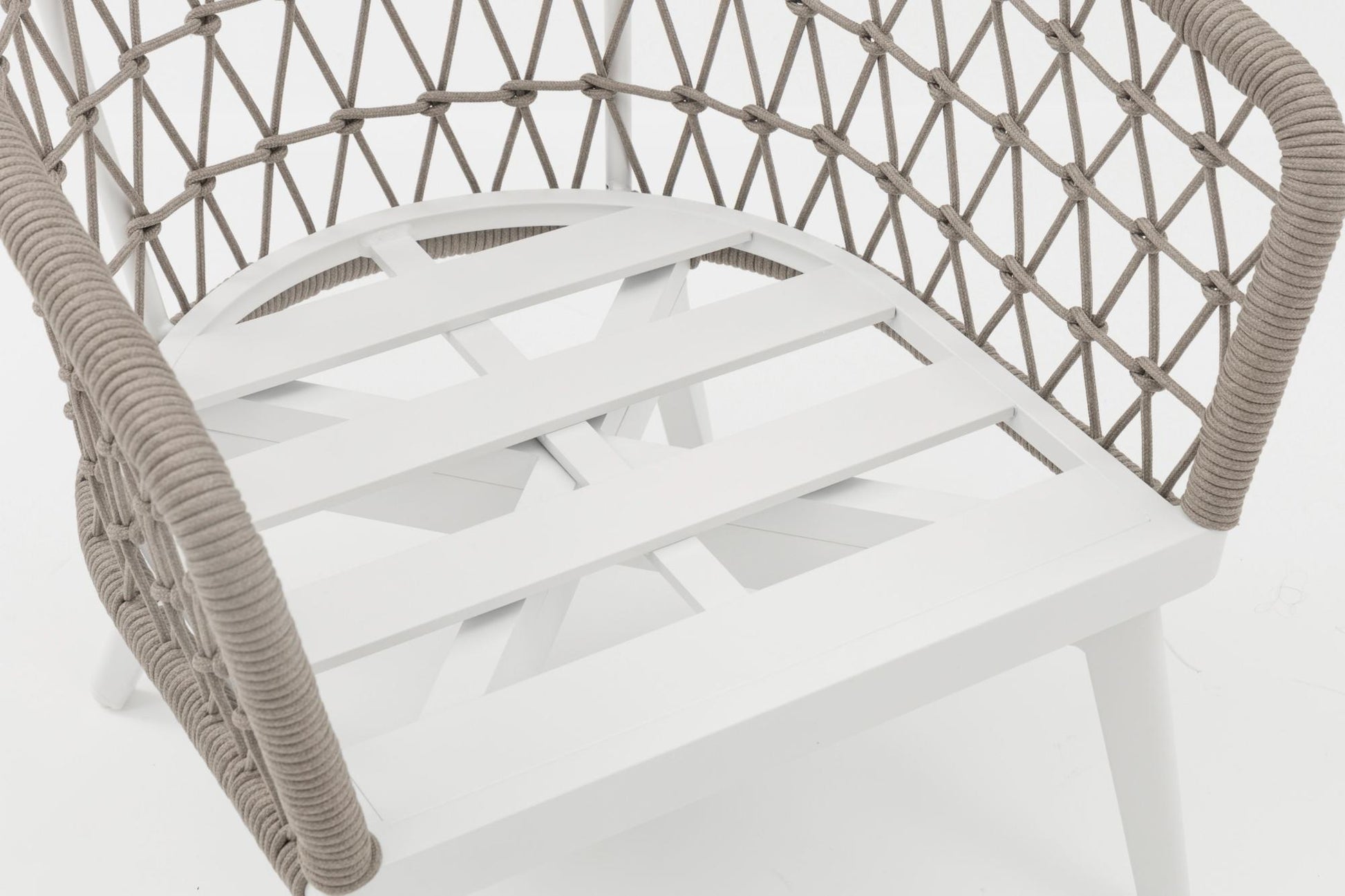 Sillón 1 plaza Nelayan aluminio blanco cuerda greige