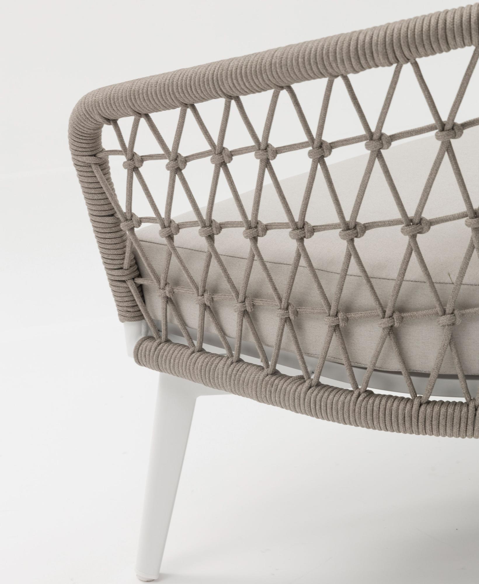 Sillón 1 plaza Nelayan aluminio blanco cuerda greige