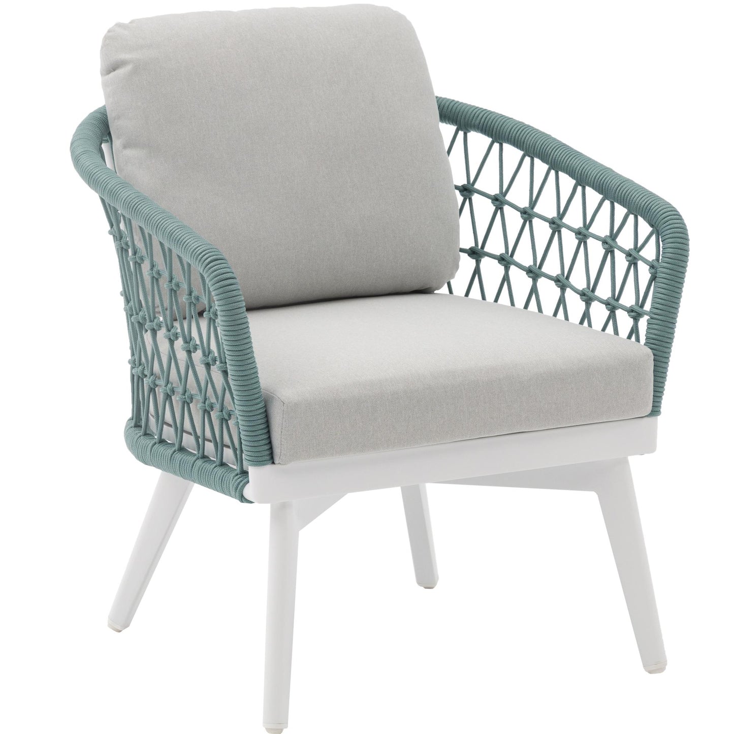 Sillón 1 plaza Nelayan aluminio blanco cuerda aqua