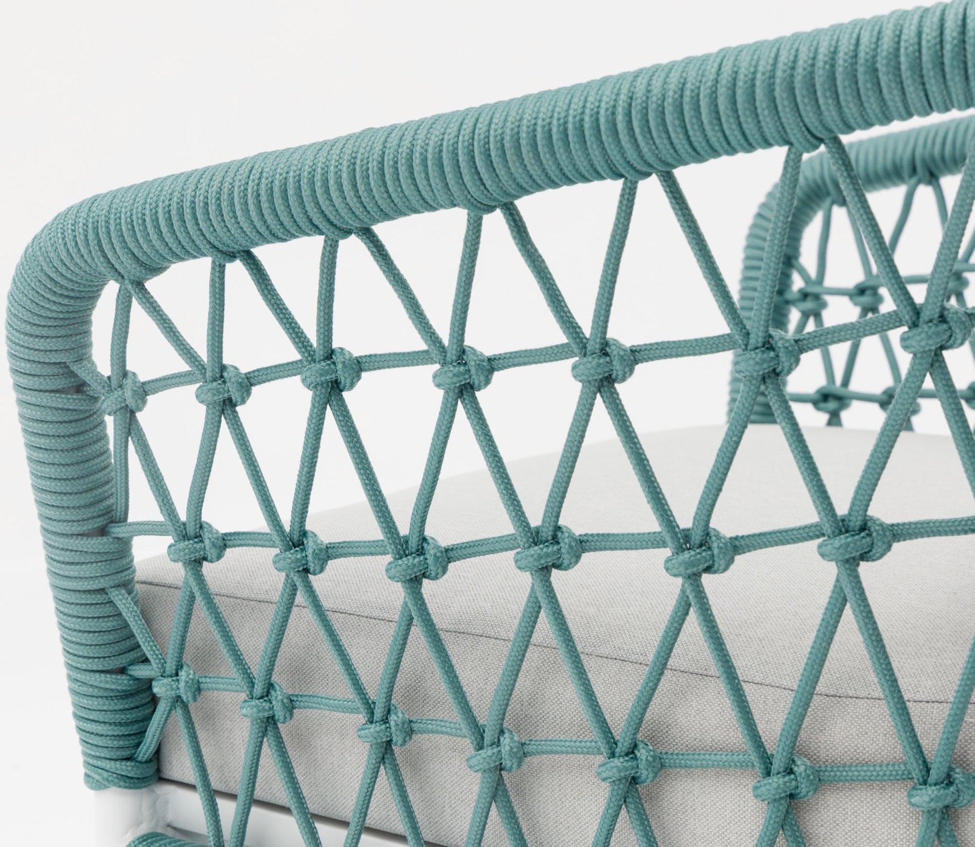 Sofá 3 plazas Nelayan aluminio blanco cuerda aqua