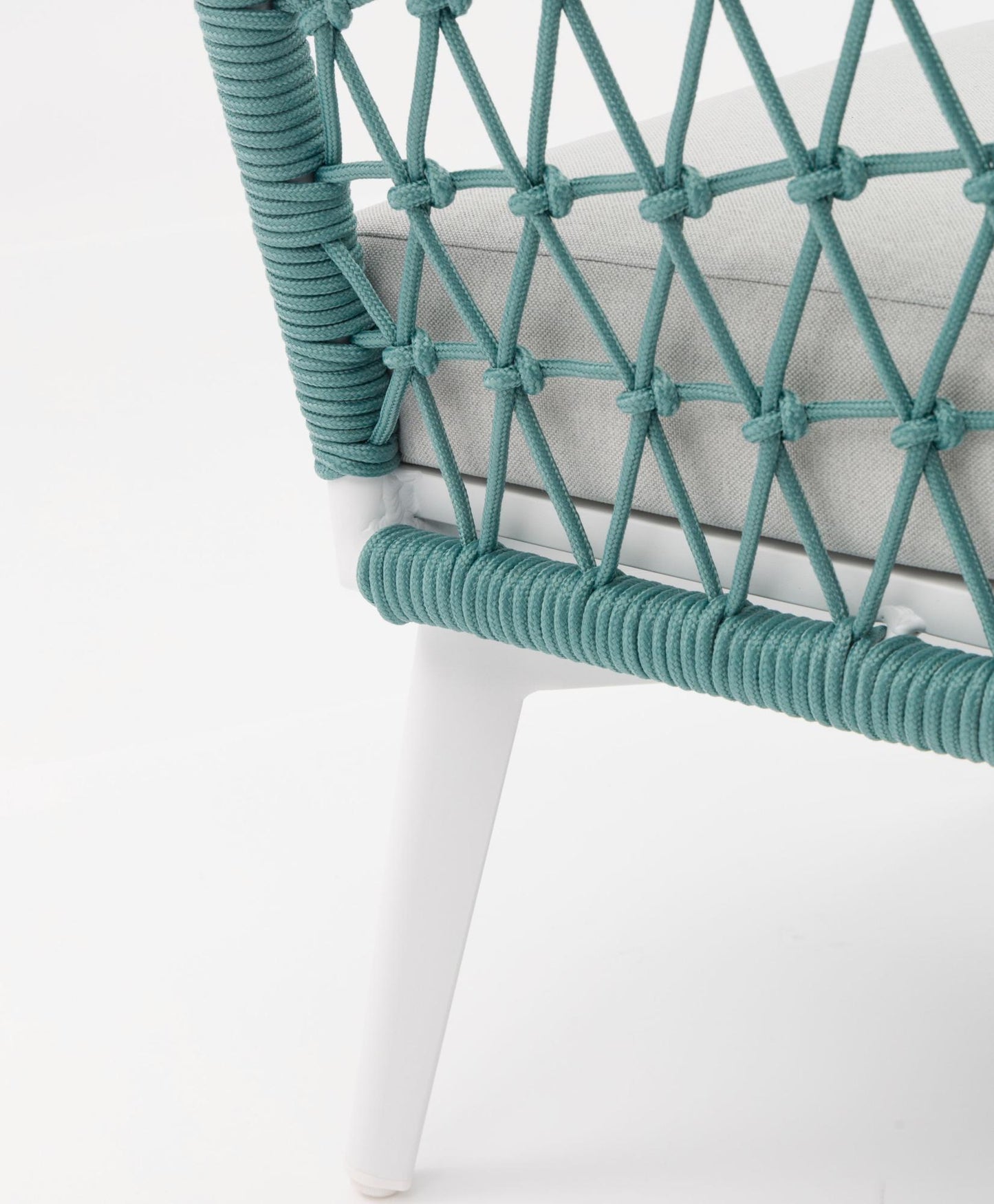 Sofá 3 plazas Nelayan aluminio blanco cuerda aqua