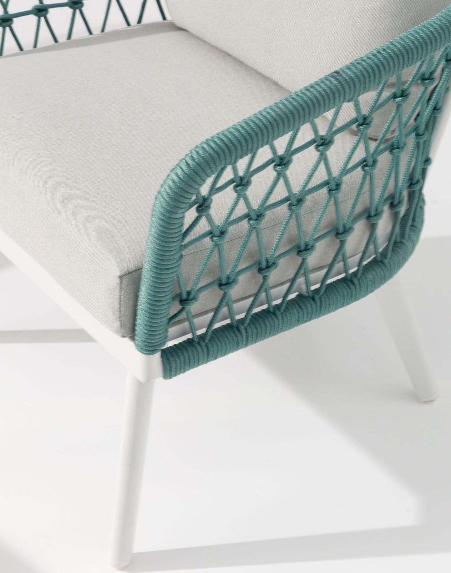 Sillón 1 plaza Nelayan aluminio blanco cuerda aqua