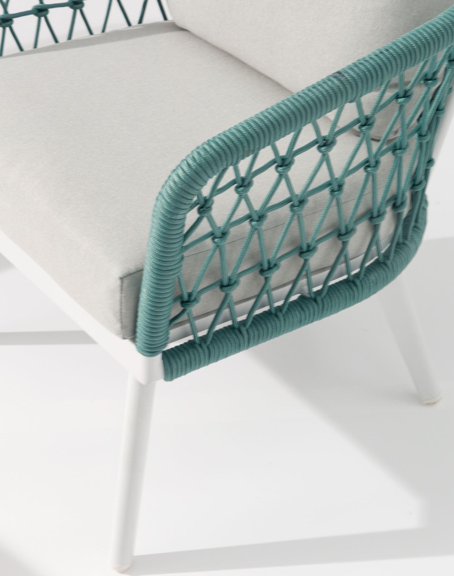 Sillón 1 plaza Nelayan aluminio blanco cuerda aqua