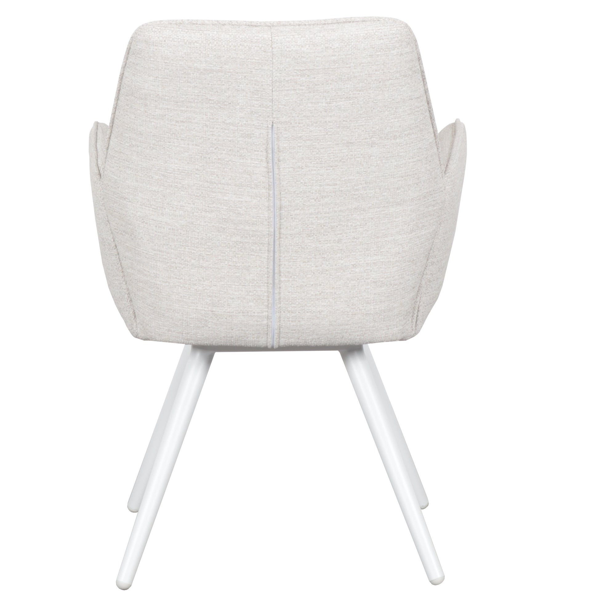 Silla de comedor giratoria Levin aluminio blanco textil beige