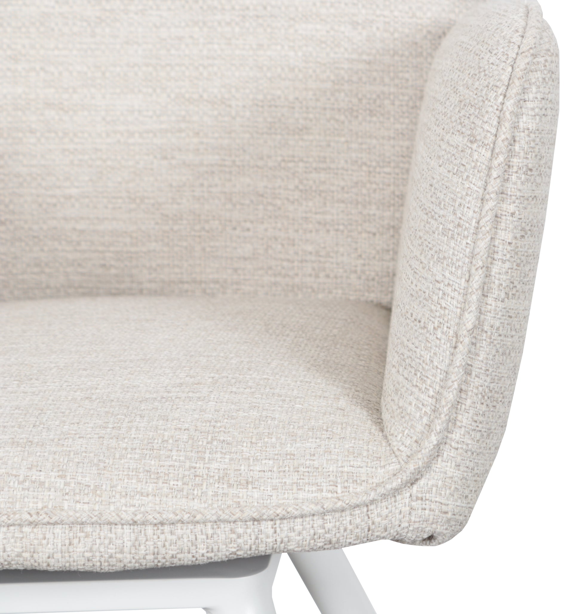 Silla de comedor giratoria Levin aluminio blanco textil beige