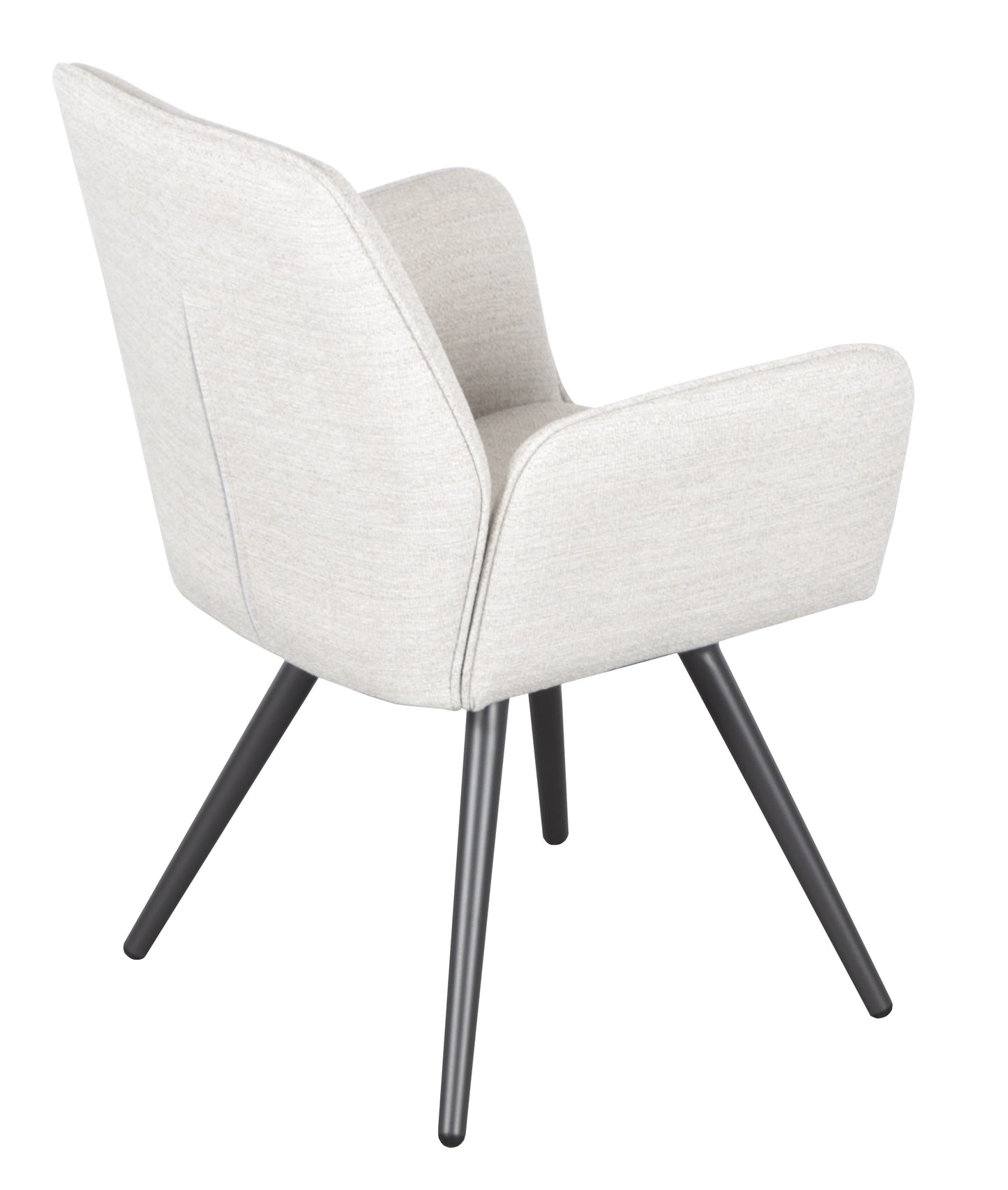 Silla de comedor giratoria Levin aluminio antracita textil beige.