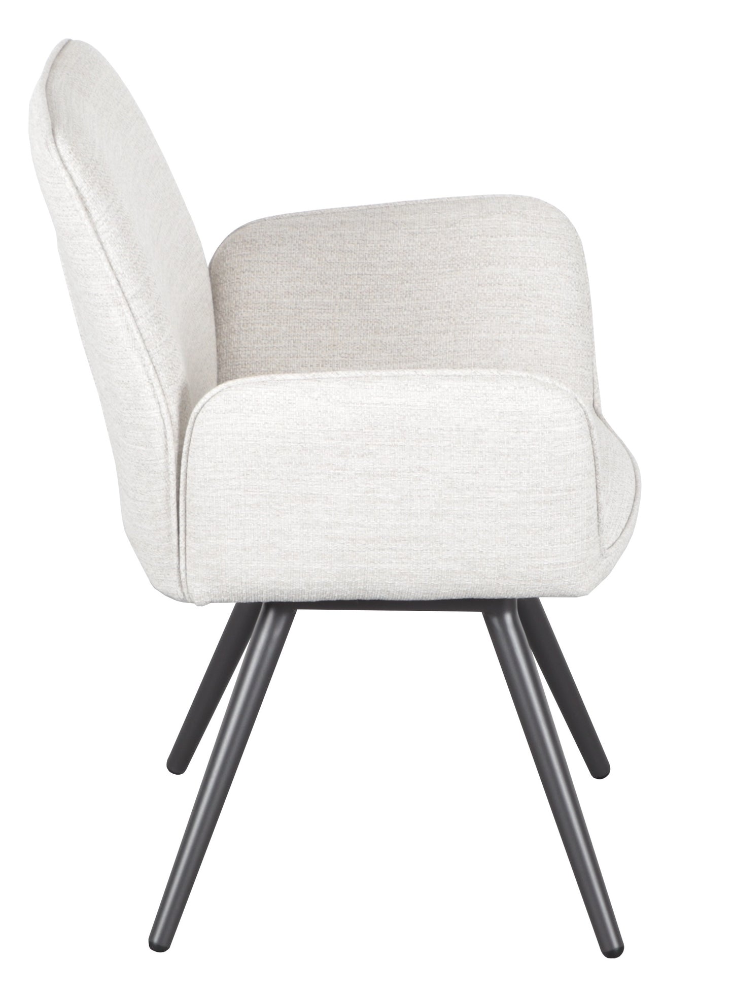 Silla de comedor giratoria Levin aluminio antracita textil beige.
