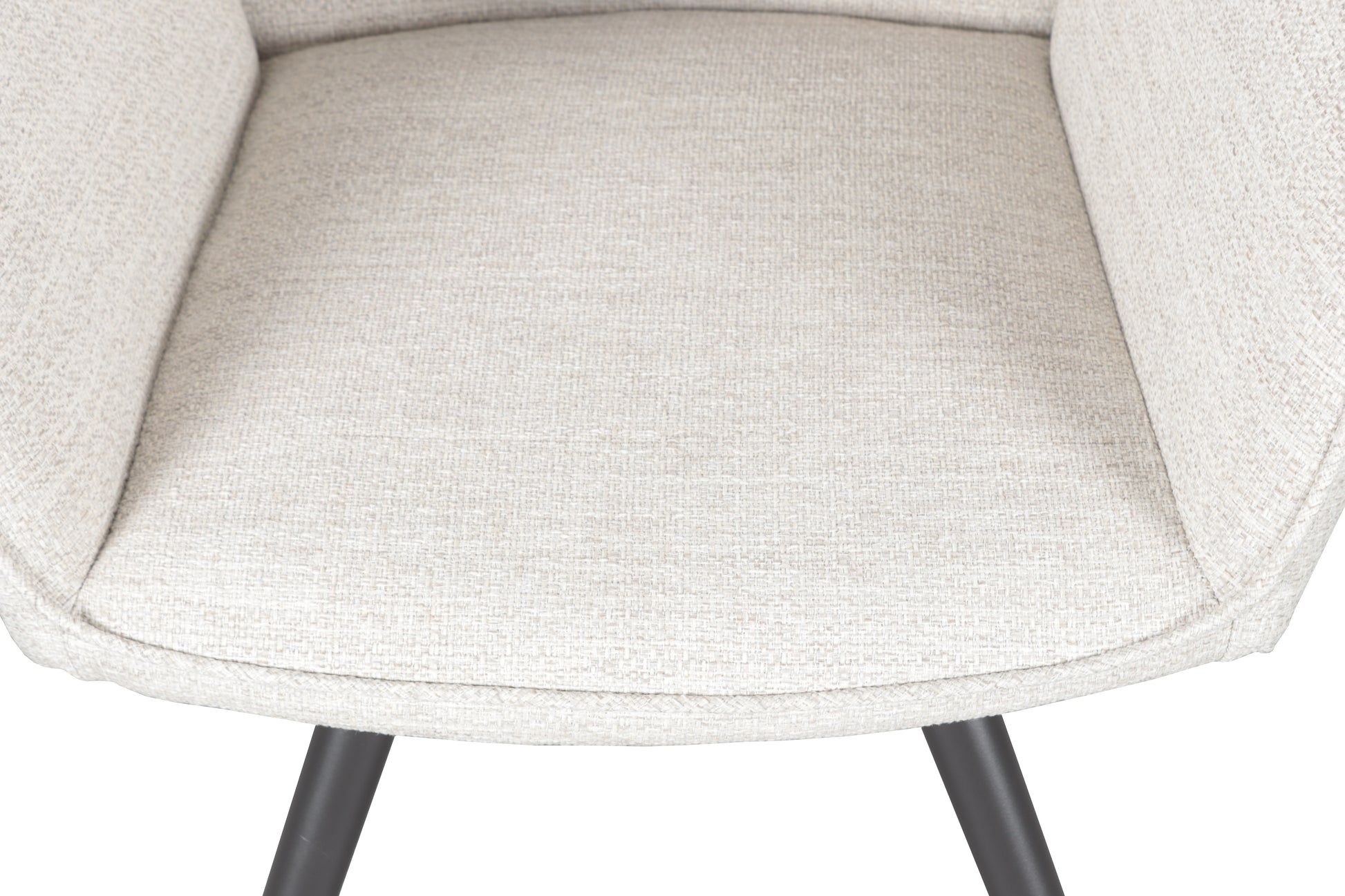 Silla de comedor giratoria Levin aluminio antracita textil beige.