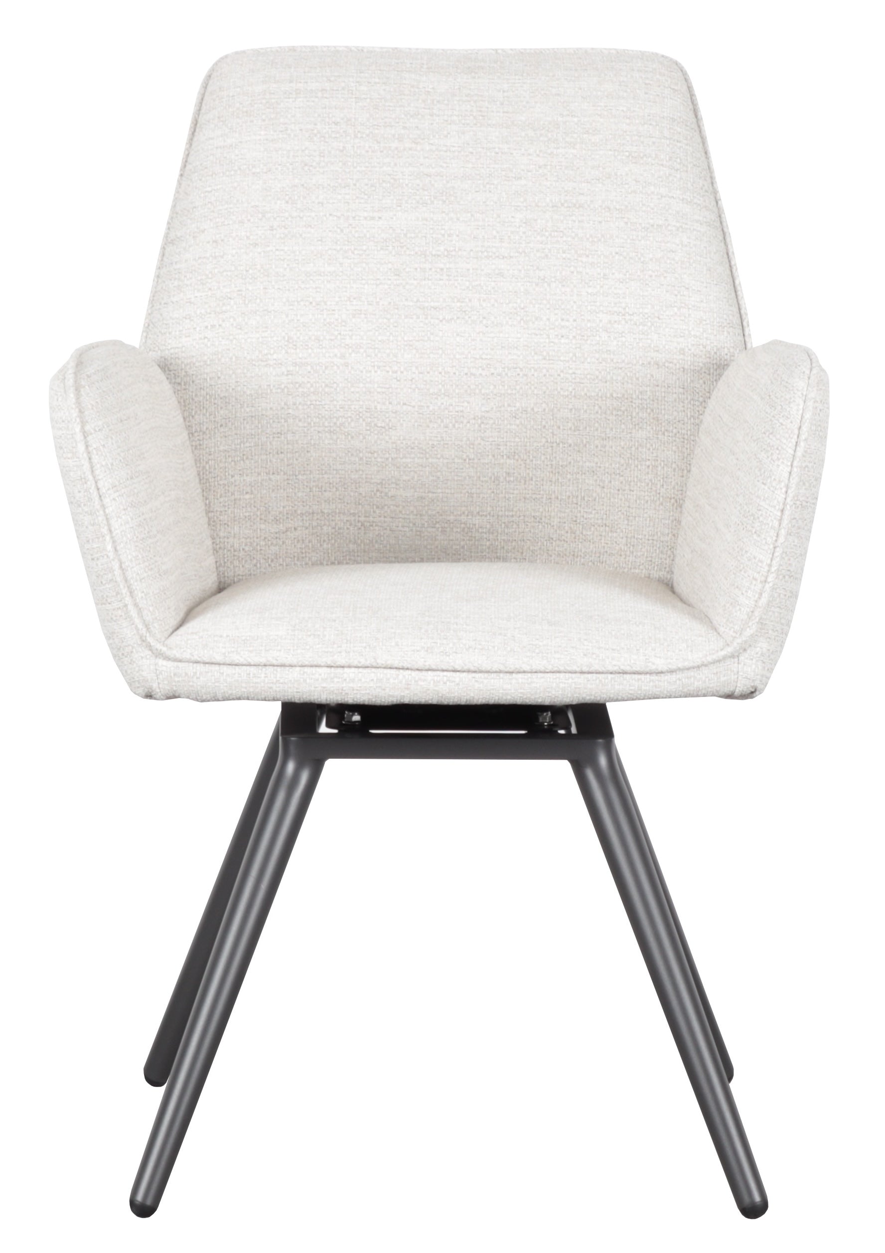 Silla de comedor giratoria Levin aluminio antracita textil beige.