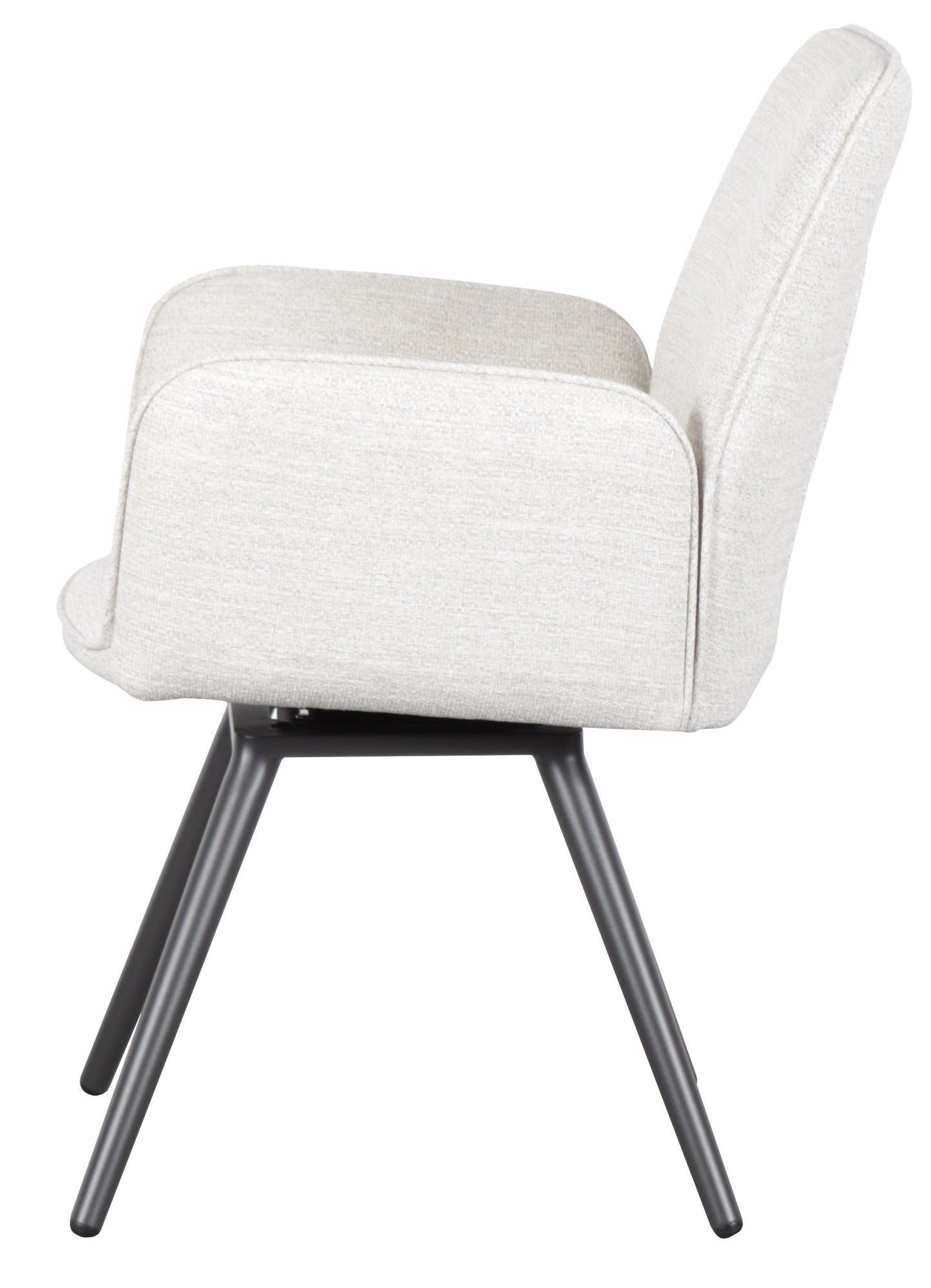 Silla de comedor giratoria Levin aluminio antracita textil beige.