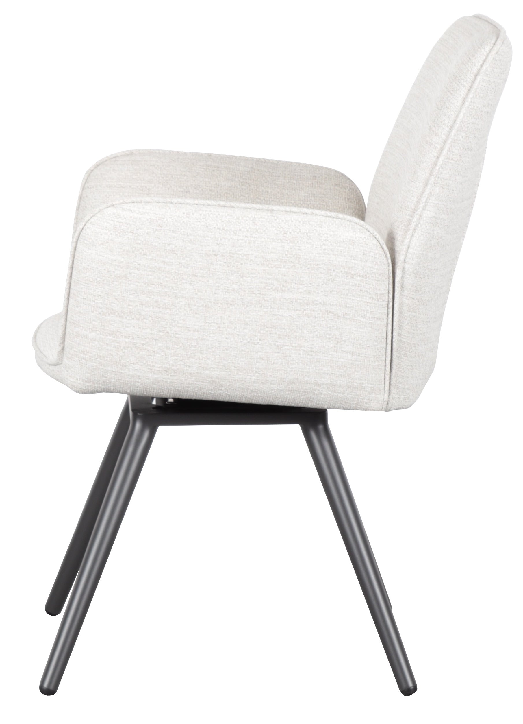 Silla de comedor giratoria Levin aluminio antracita textil beige.