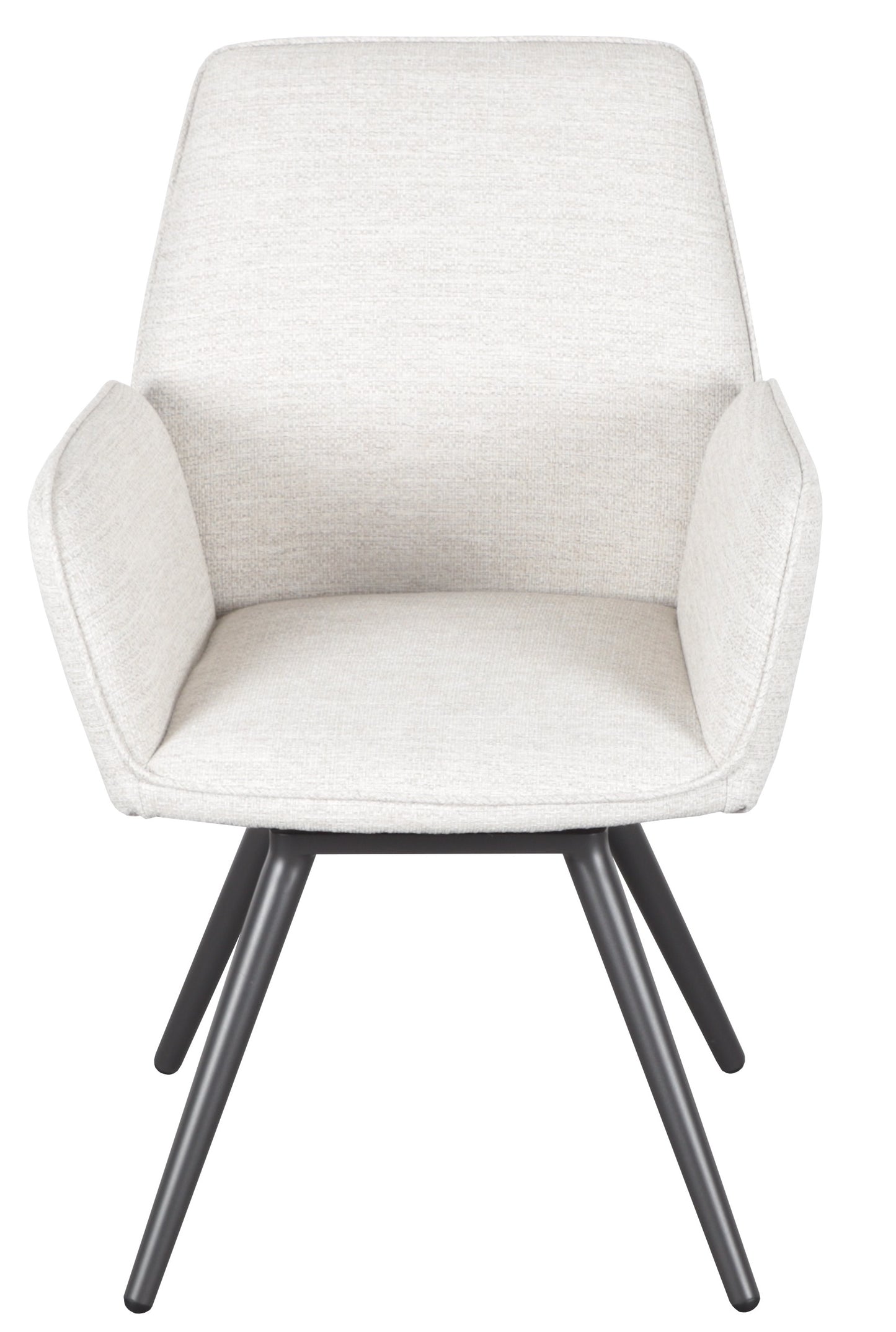Silla de comedor giratoria Levin aluminio antracita textil beige.