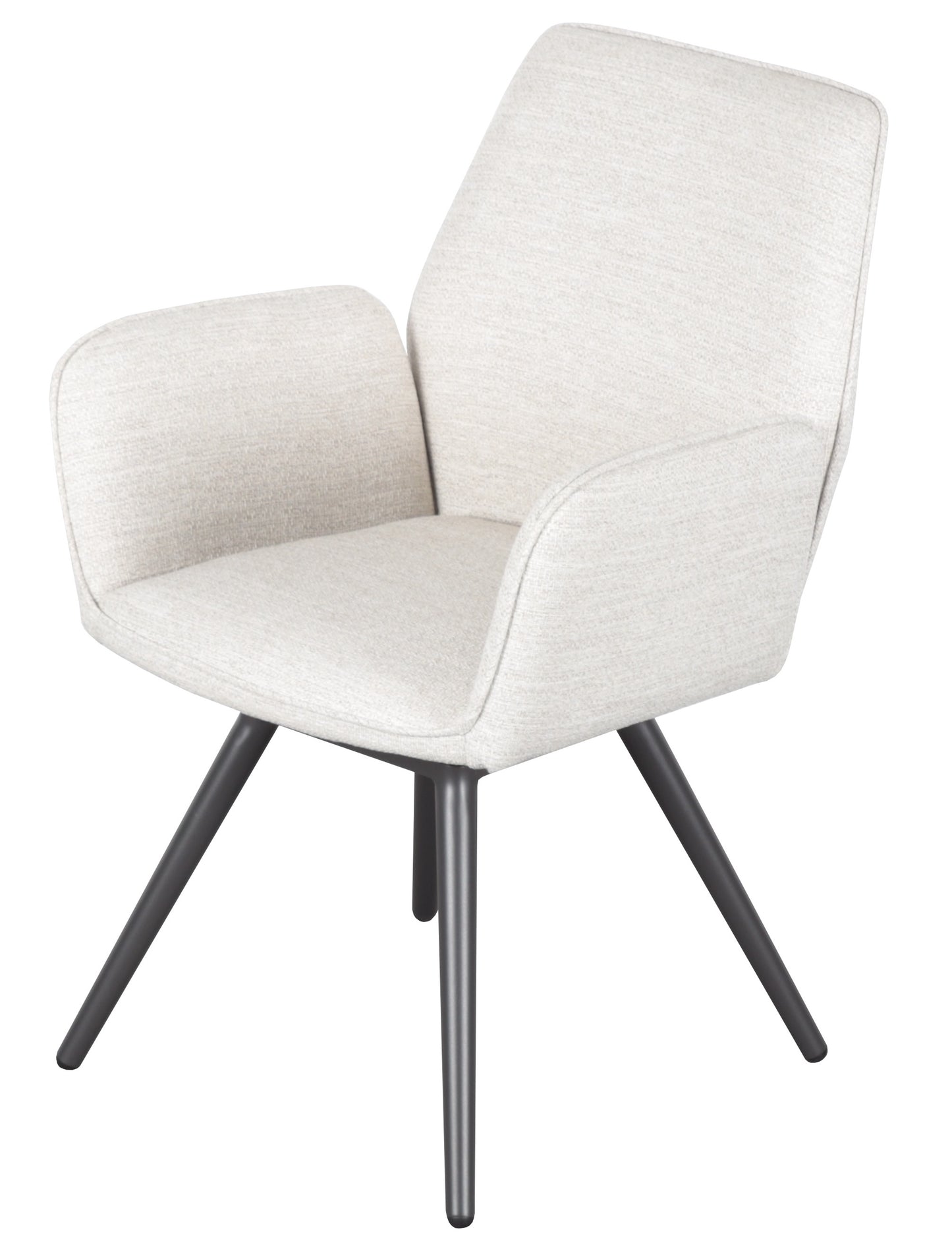 Silla de comedor giratoria Levin aluminio antracita textil beige.
