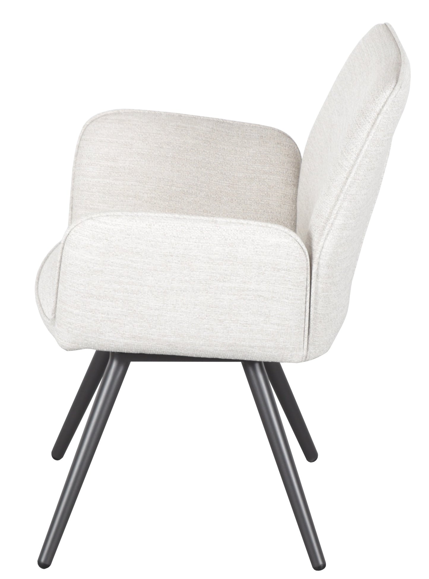 Silla de comedor giratoria Levin aluminio antracita textil beige.