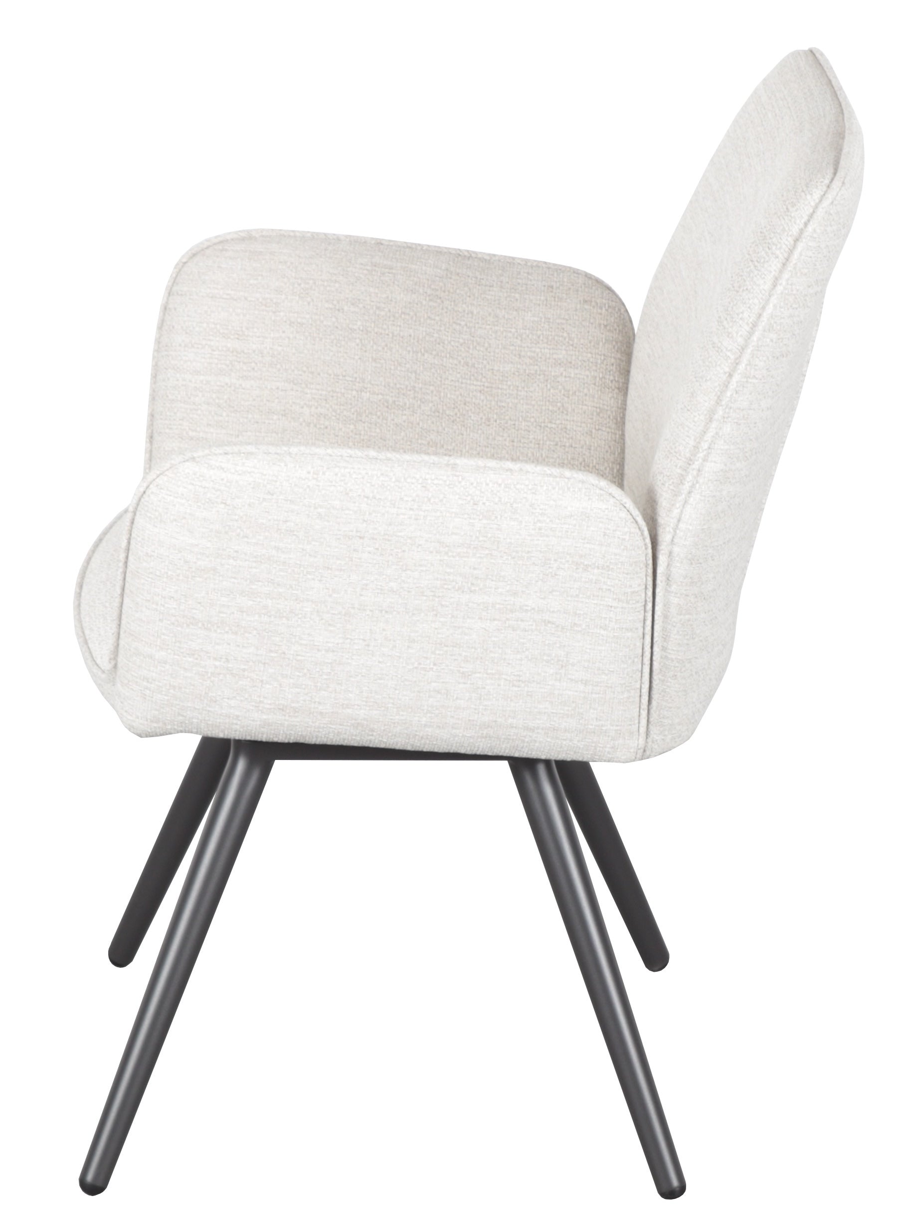 Silla de comedor giratoria Levin aluminio antracita textil beige.