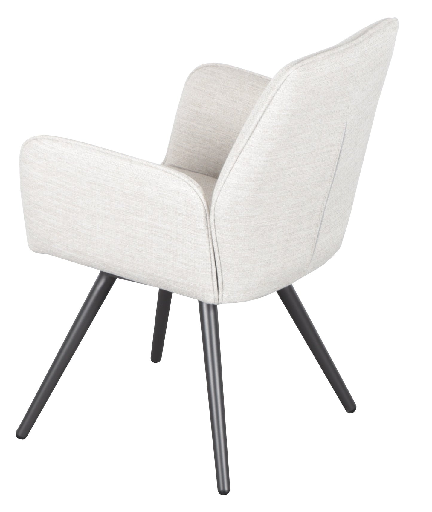 Silla de comedor giratoria Levin aluminio antracita textil beige.