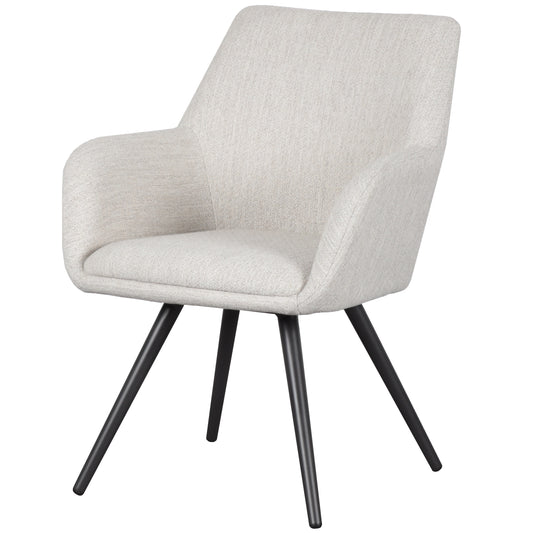 Silla de comedor Eren aluminio antracita textil beige.