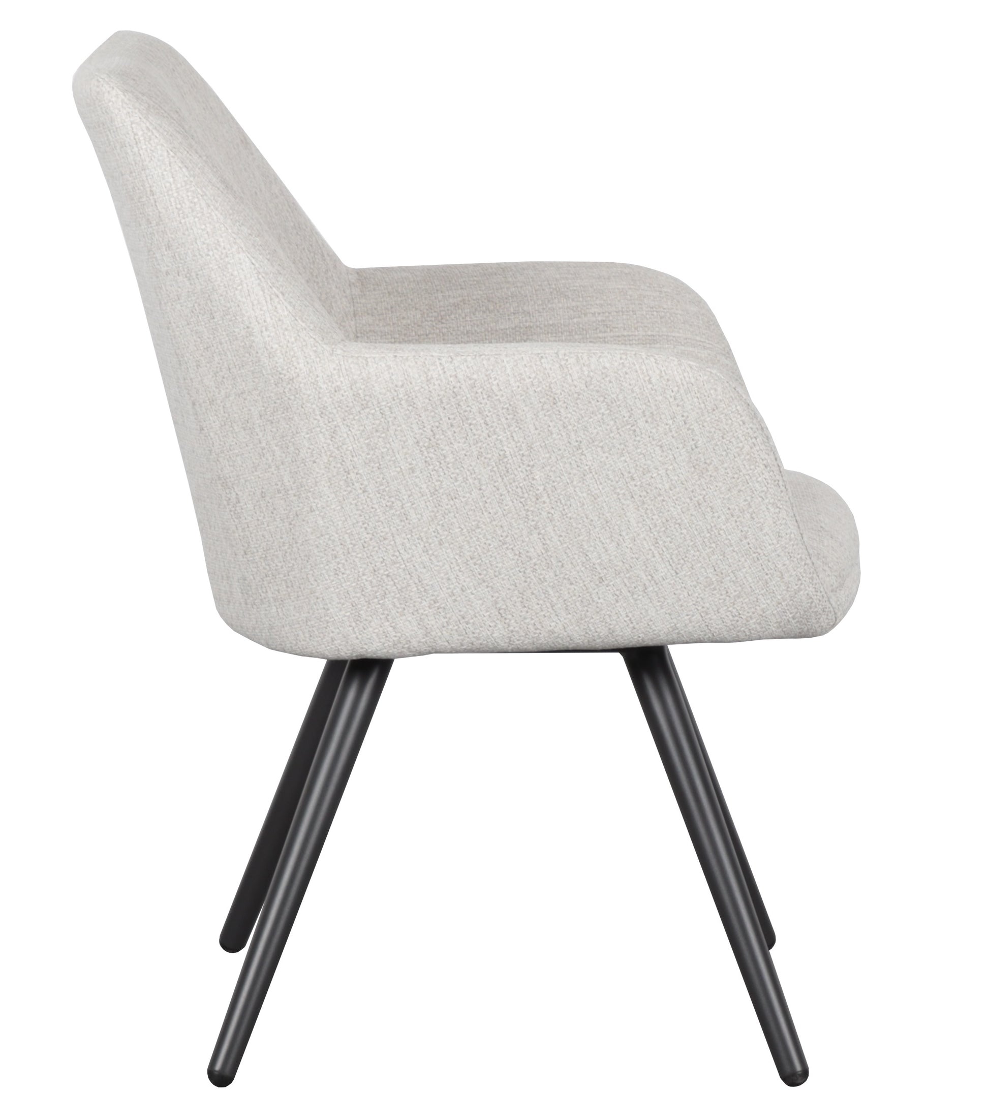 Silla de comedor Eren aluminio antracita textil beige.
