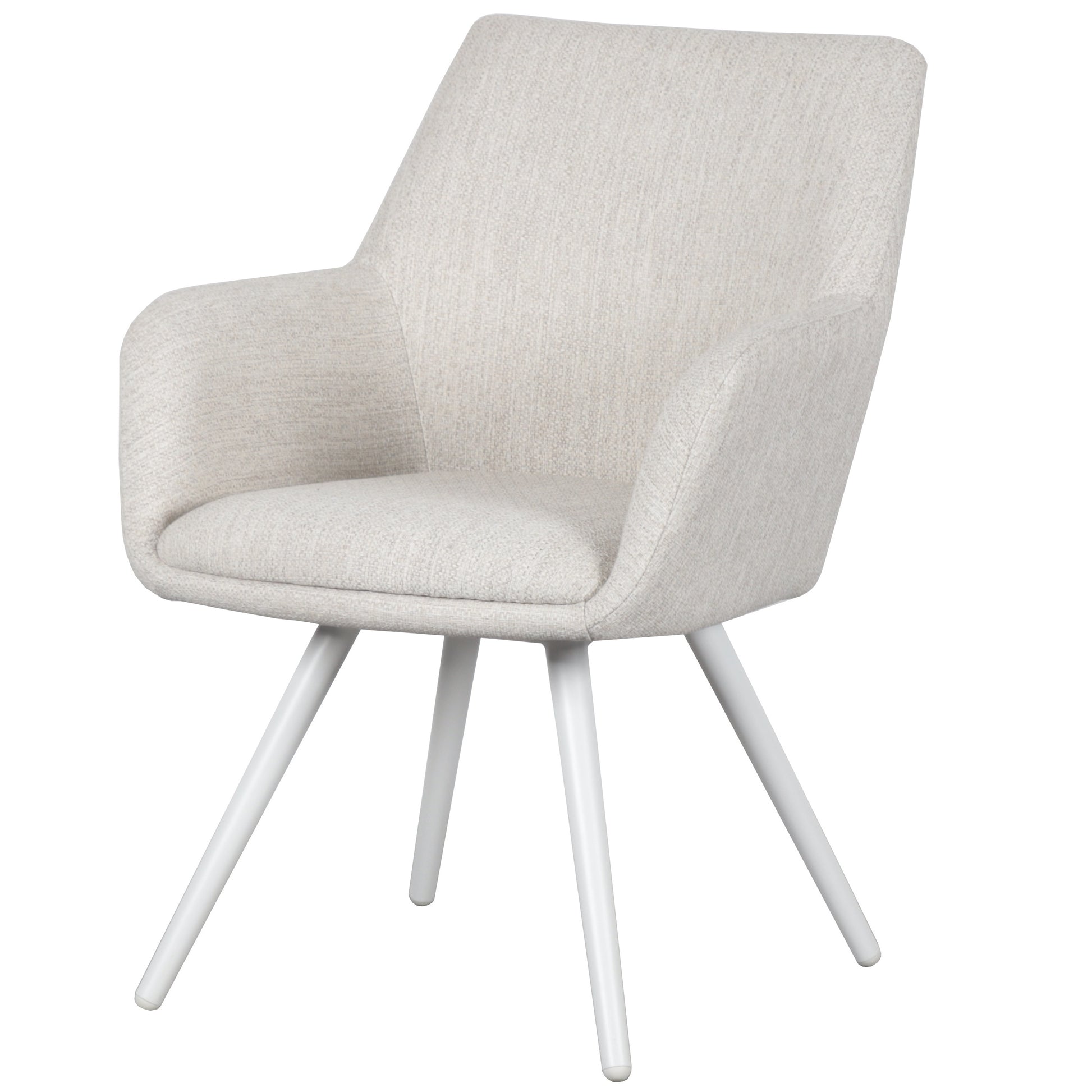 Silla de comedor Eren aluminio blanco textil beige.