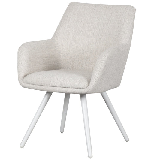 Silla de comedor Eren aluminio blanco textil beige.