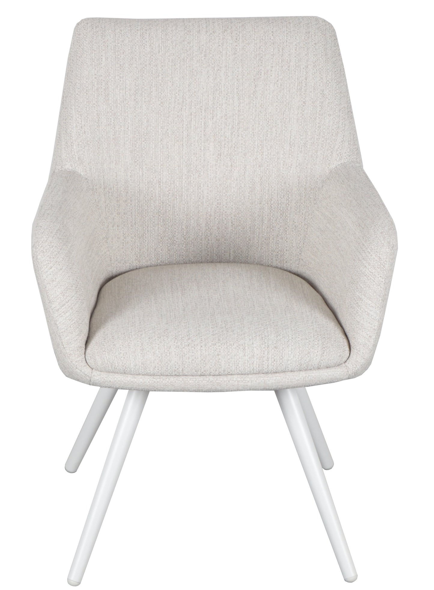 Silla de comedor Eren aluminio blanco textil beige.