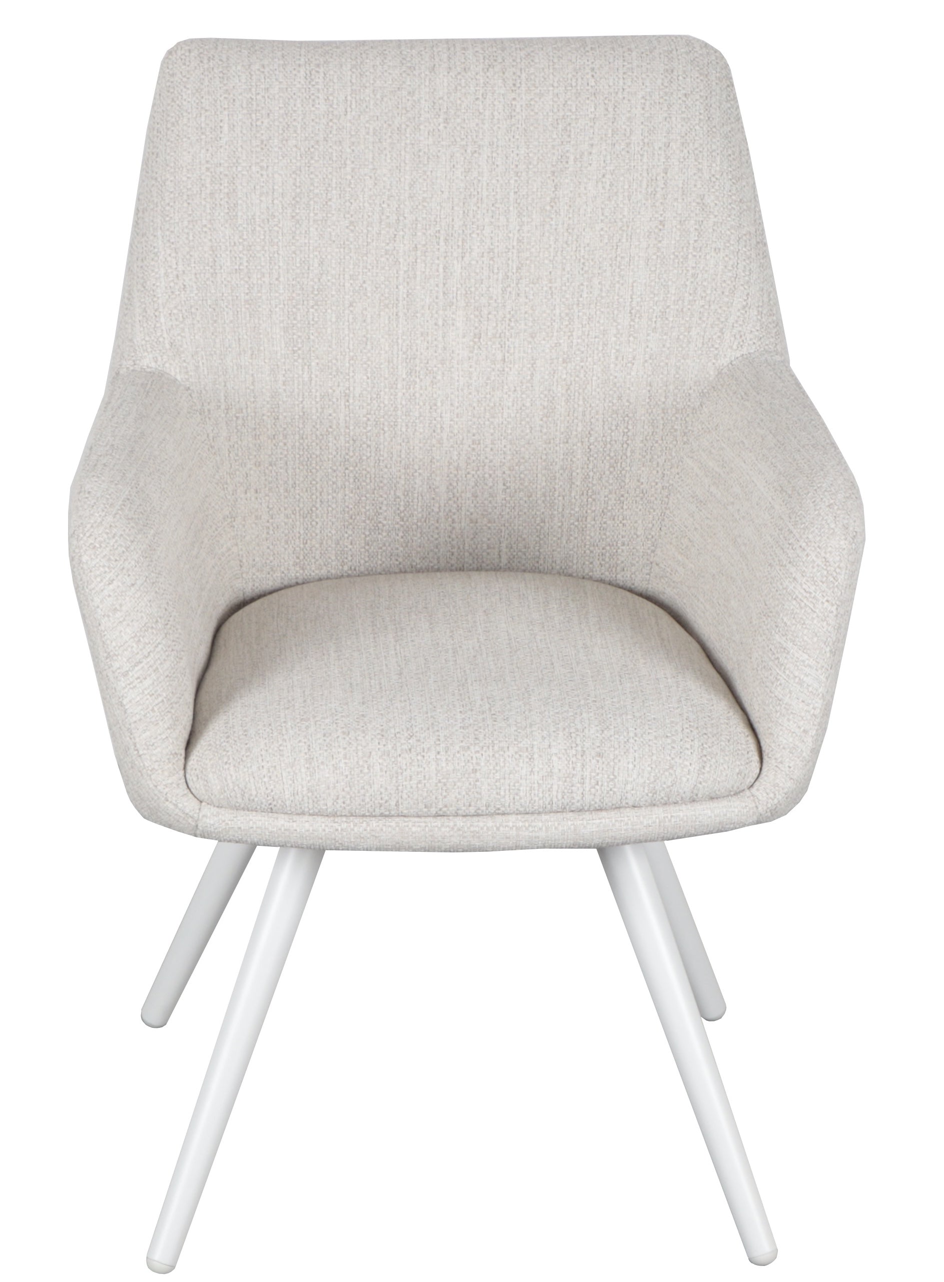 Silla de comedor Eren aluminio blanco textil beige.