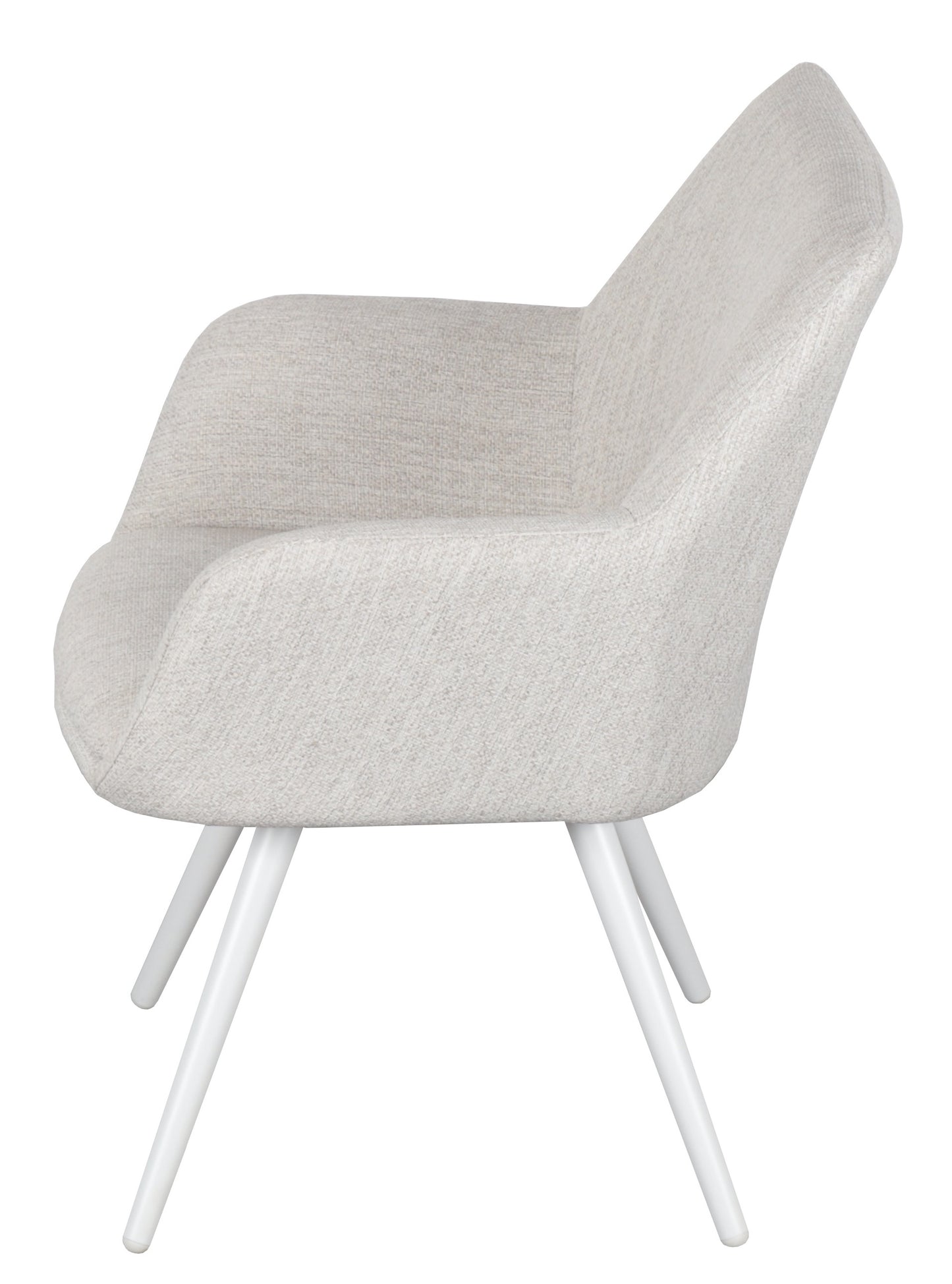 Silla de comedor Eren aluminio blanco textil beige.