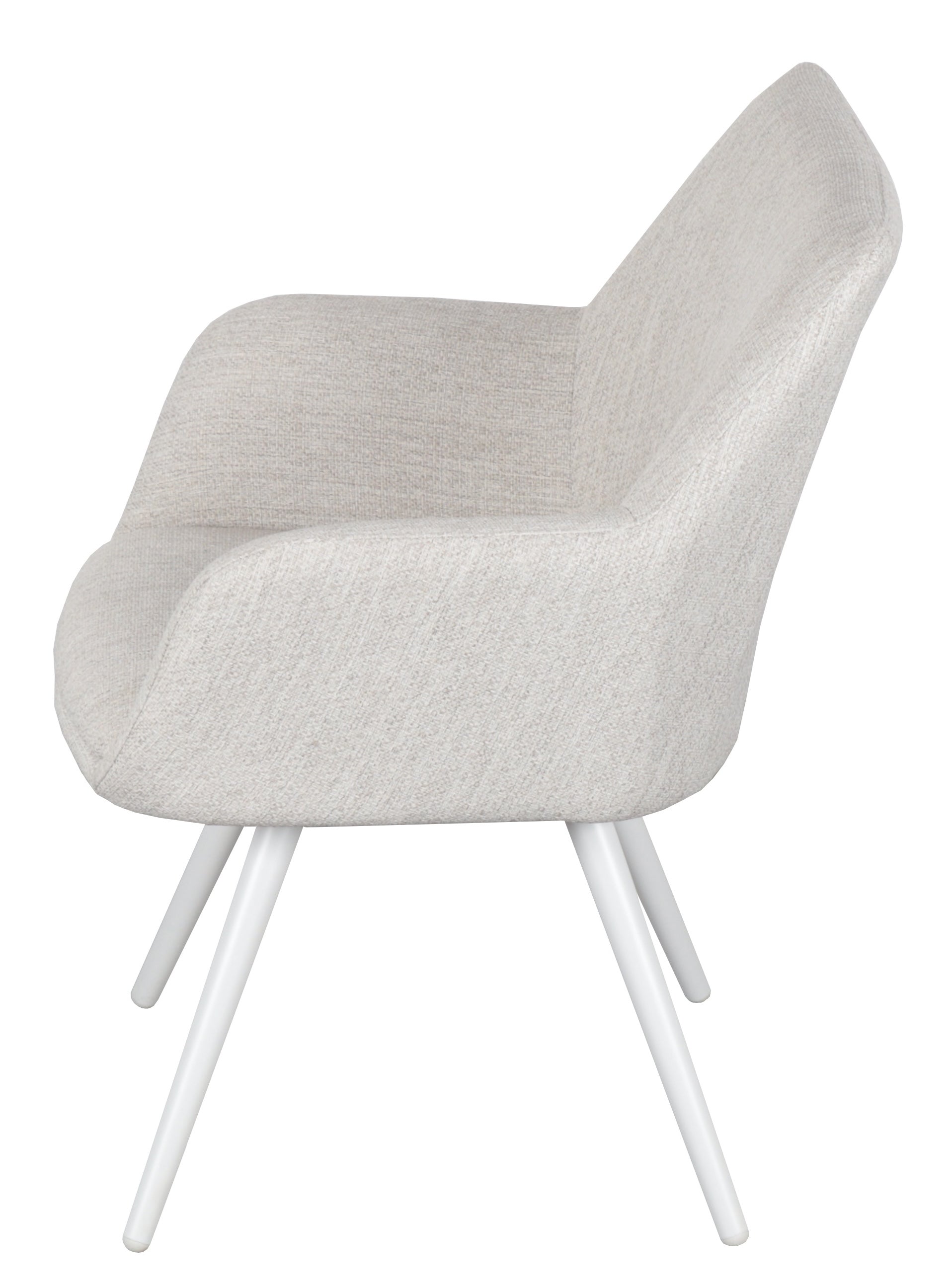 Silla de comedor Eren aluminio blanco textil beige.