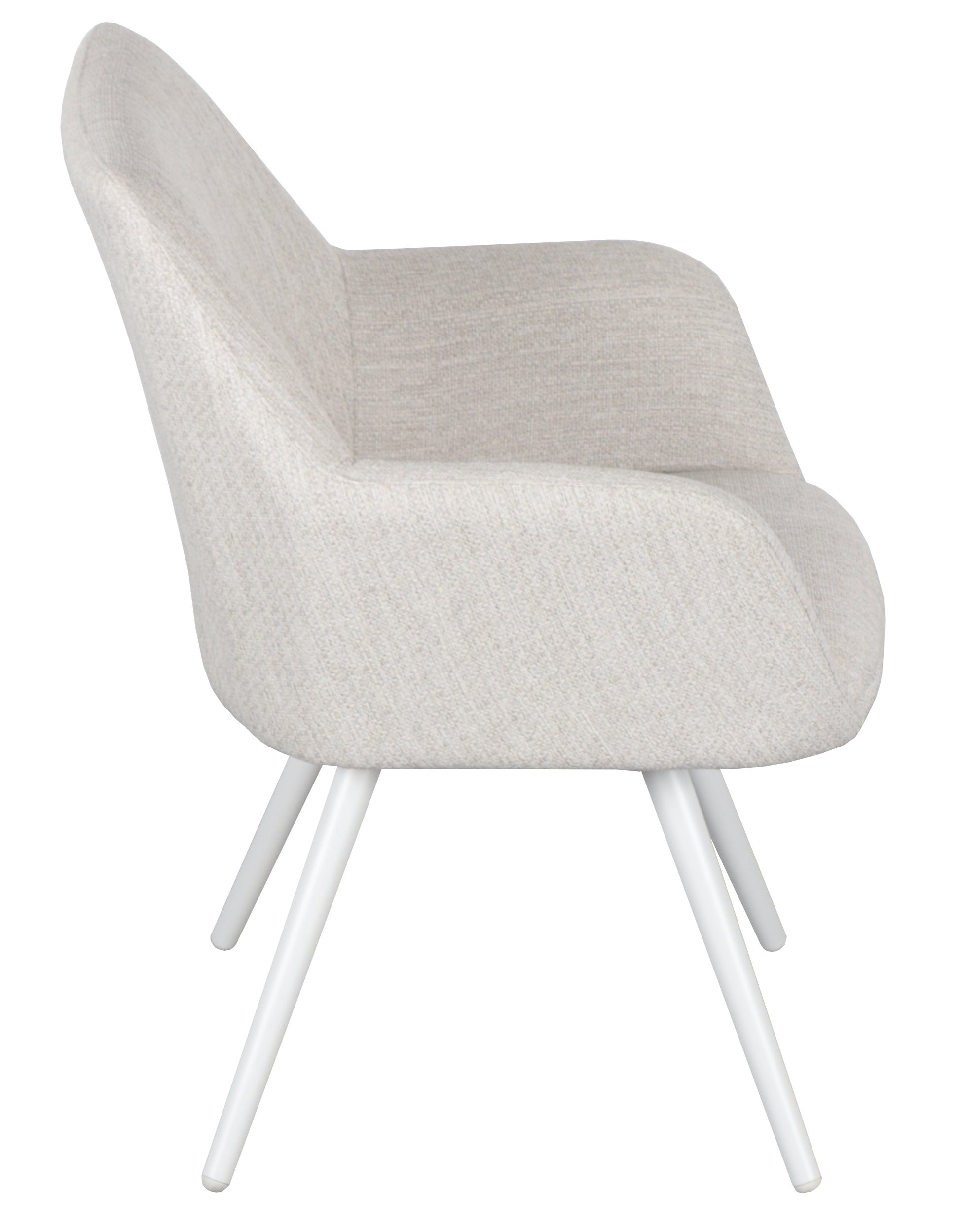 Silla de comedor Eren aluminio blanco textil beige.
