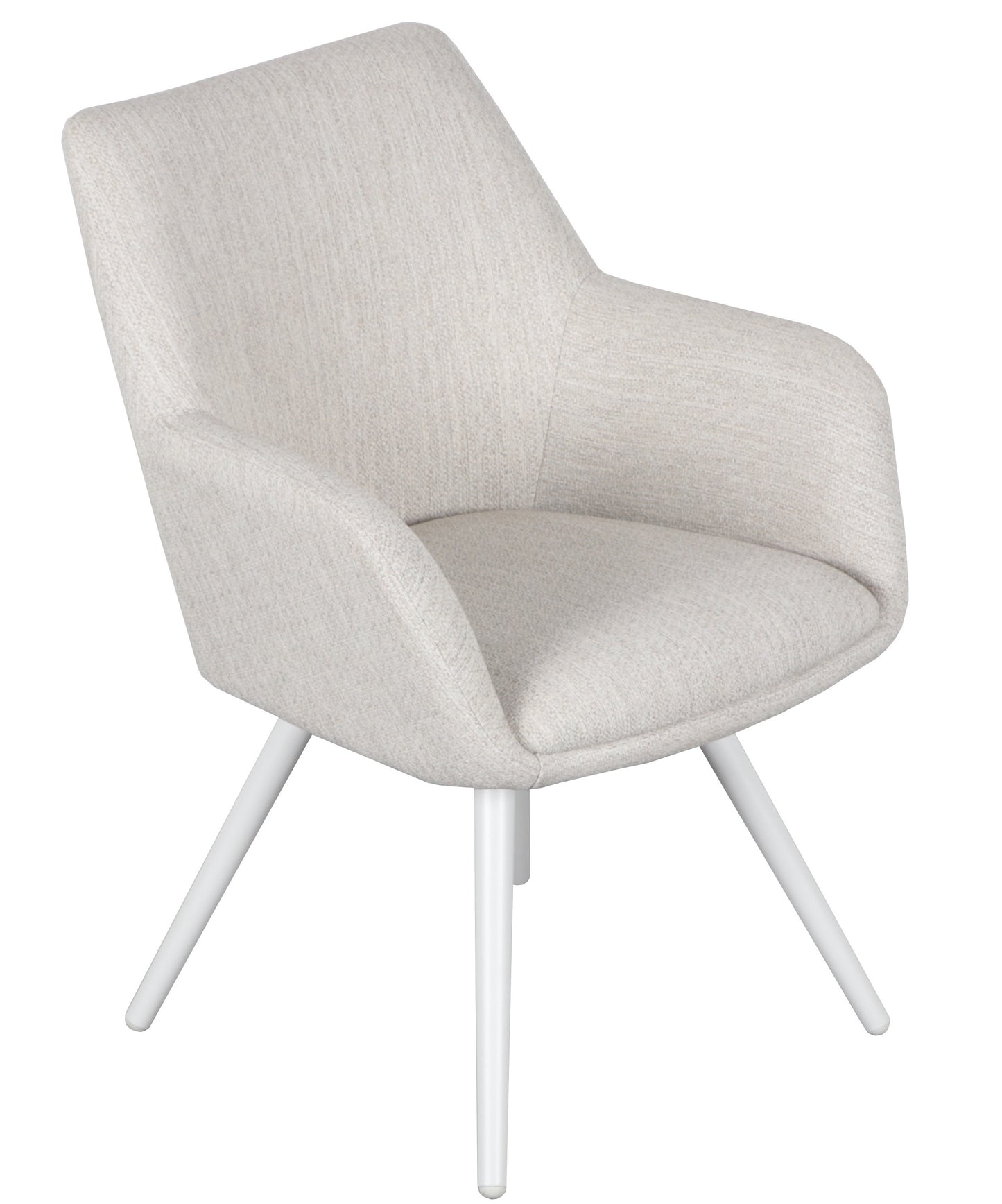 Silla de comedor Eren aluminio blanco textil beige.