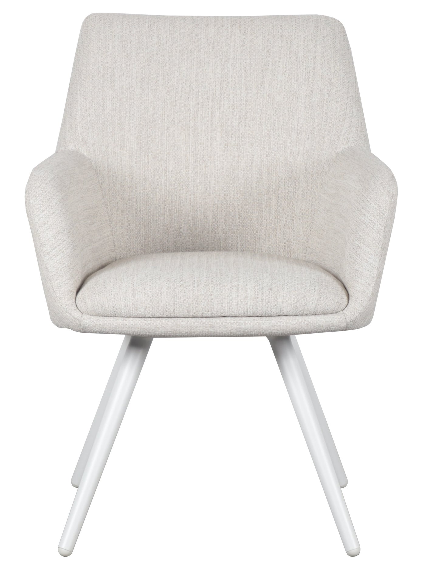 Silla de comedor Eren aluminio blanco textil beige.