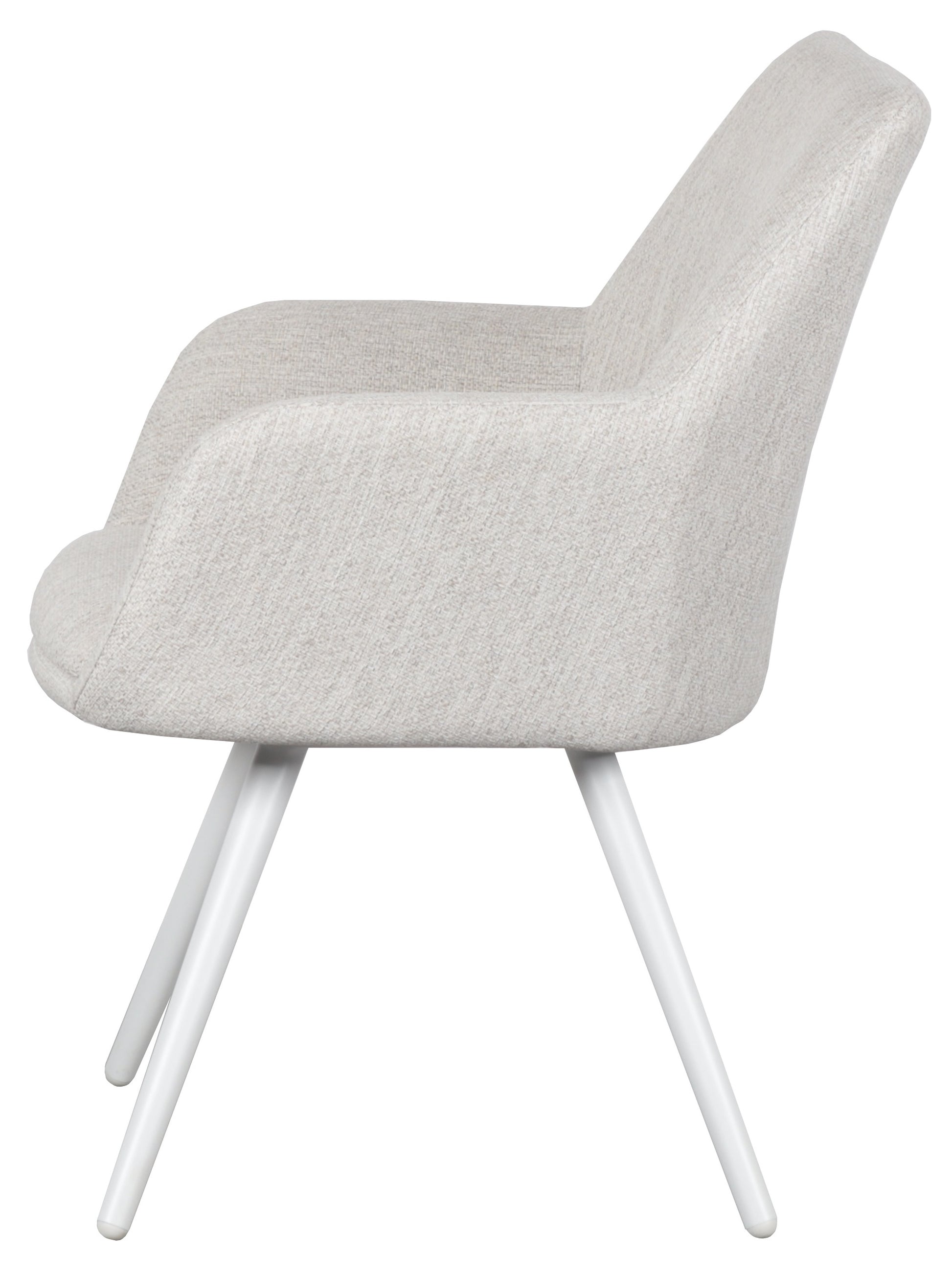 Silla de comedor Eren aluminio blanco textil beige.