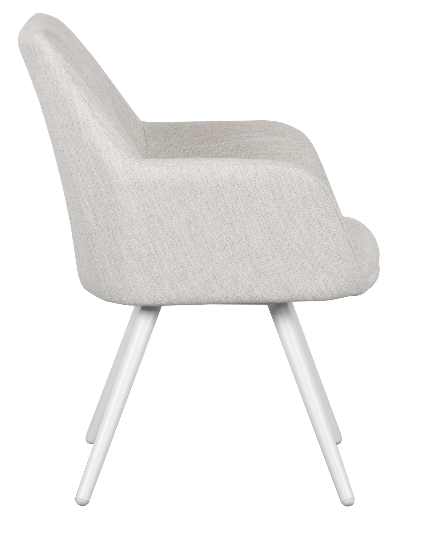 Silla de comedor Eren aluminio blanco textil beige.
