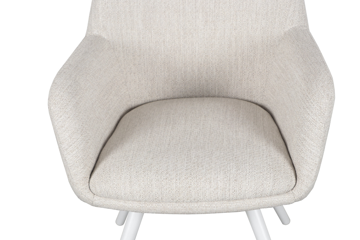 Silla de comedor Eren aluminio blanco textil beige.