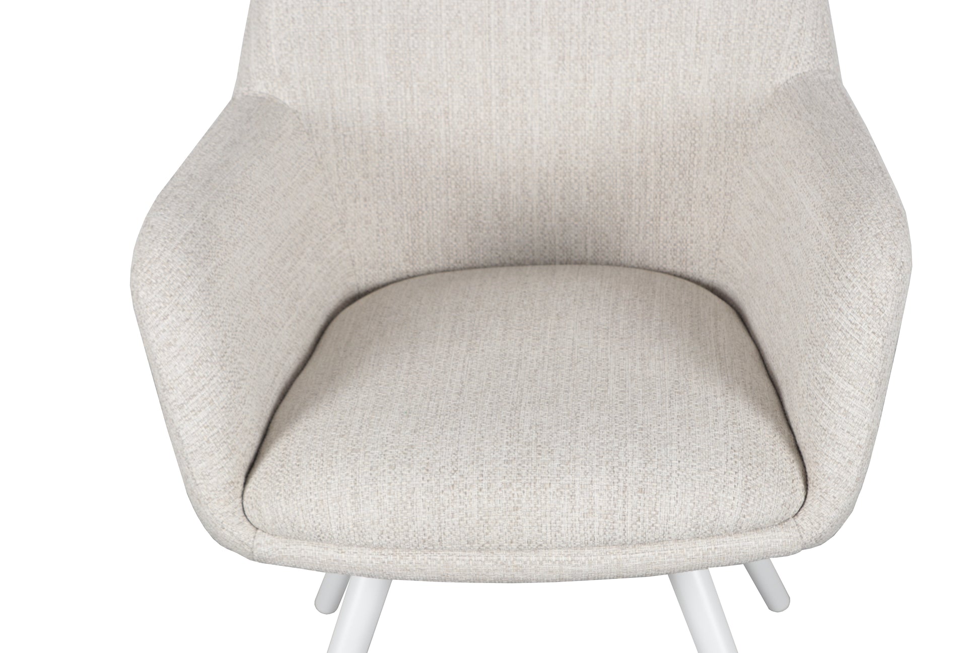 Silla de comedor Eren aluminio blanco textil beige.