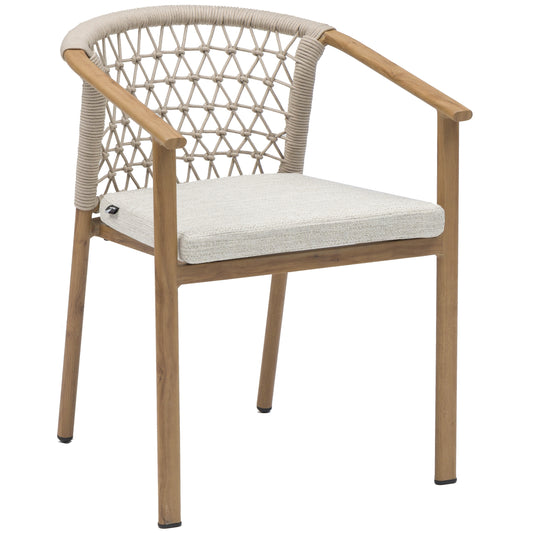 Silla de comedor Batu aluminio efecto teca natural  56x62x75 cm