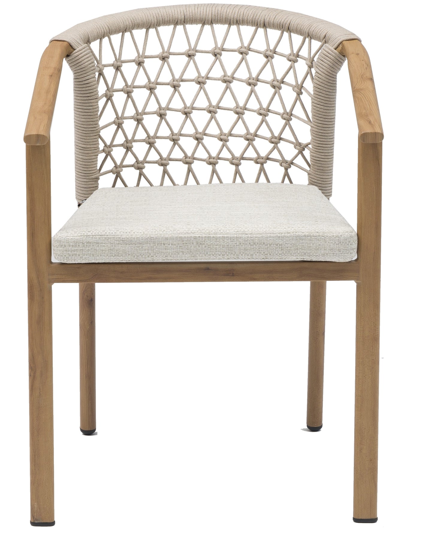 Silla de comedor Batu aluminio efecto teca natural  56x62x75 cm