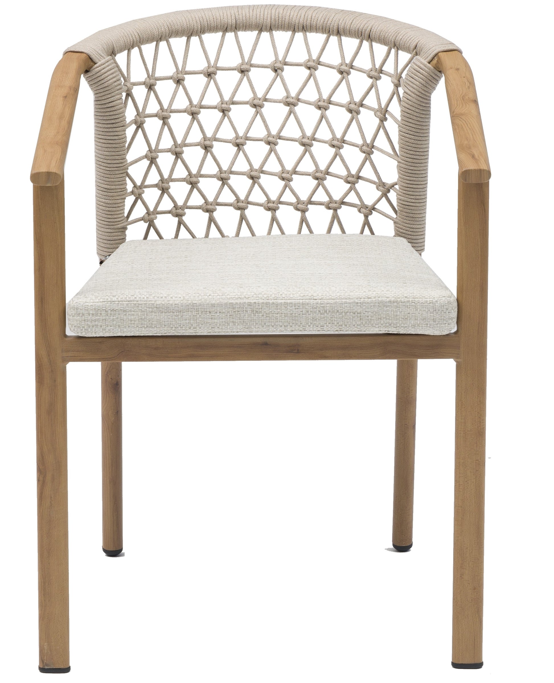 Silla de comedor Batu aluminio efecto teca natural  56x62x75 cm