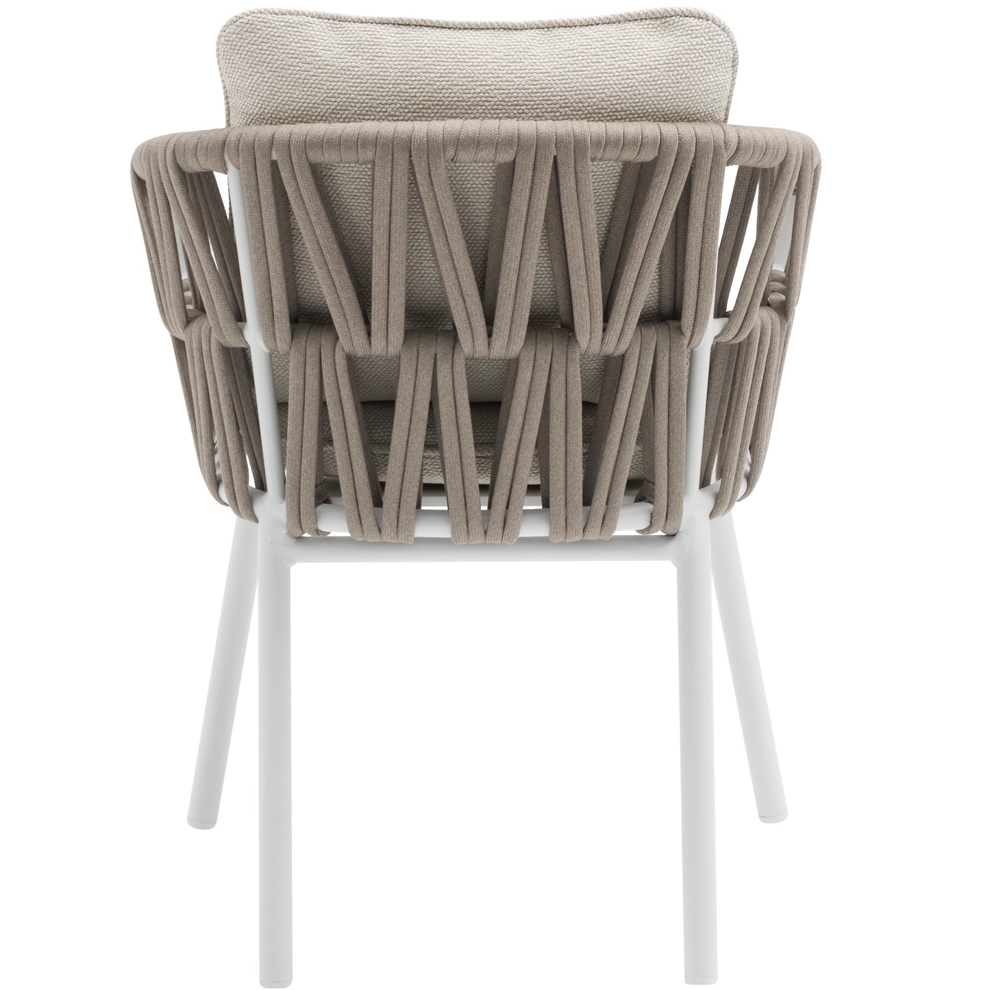 Silla de comedor Carson aluminio blanco textil beige