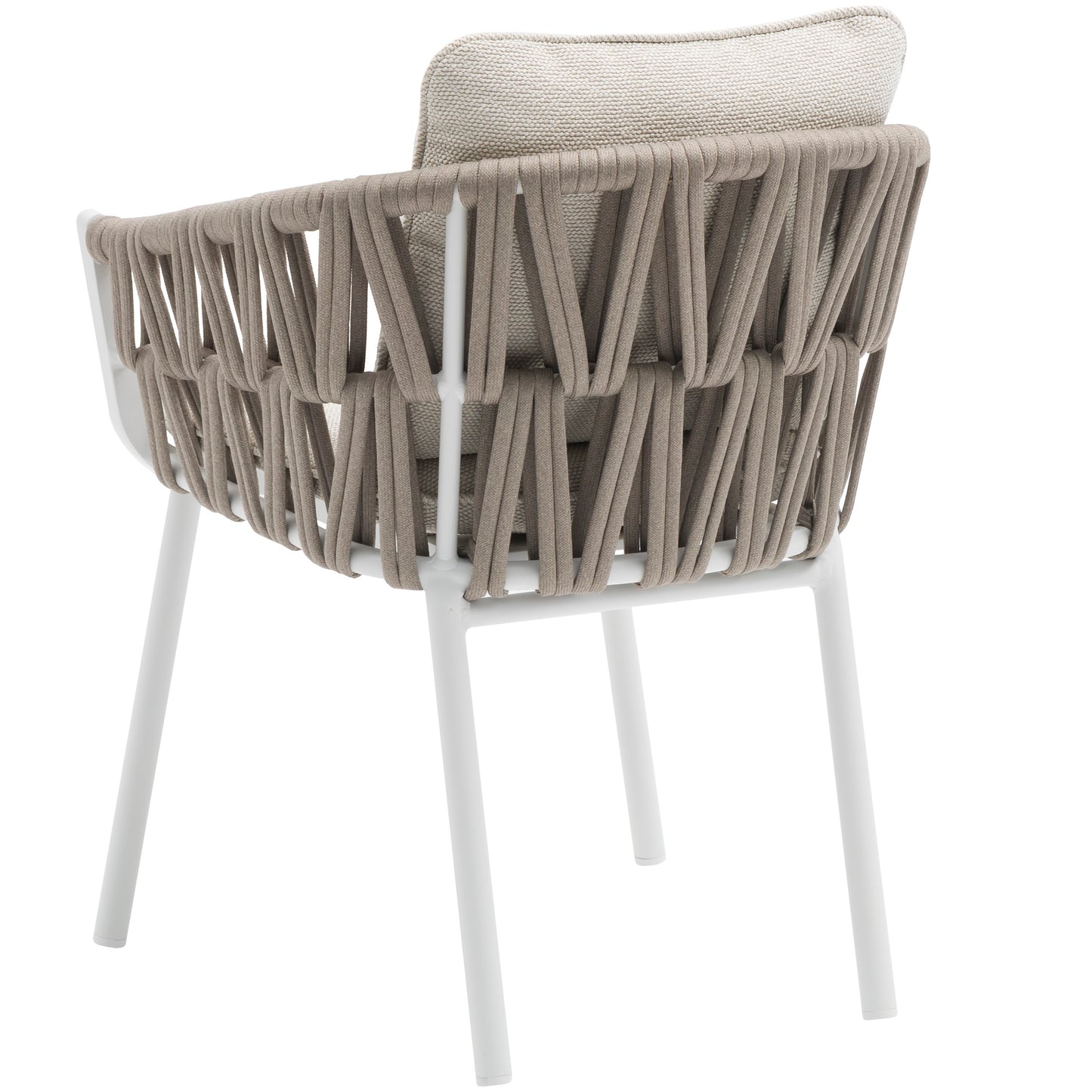 Silla de comedor Carson aluminio blanco textil beige