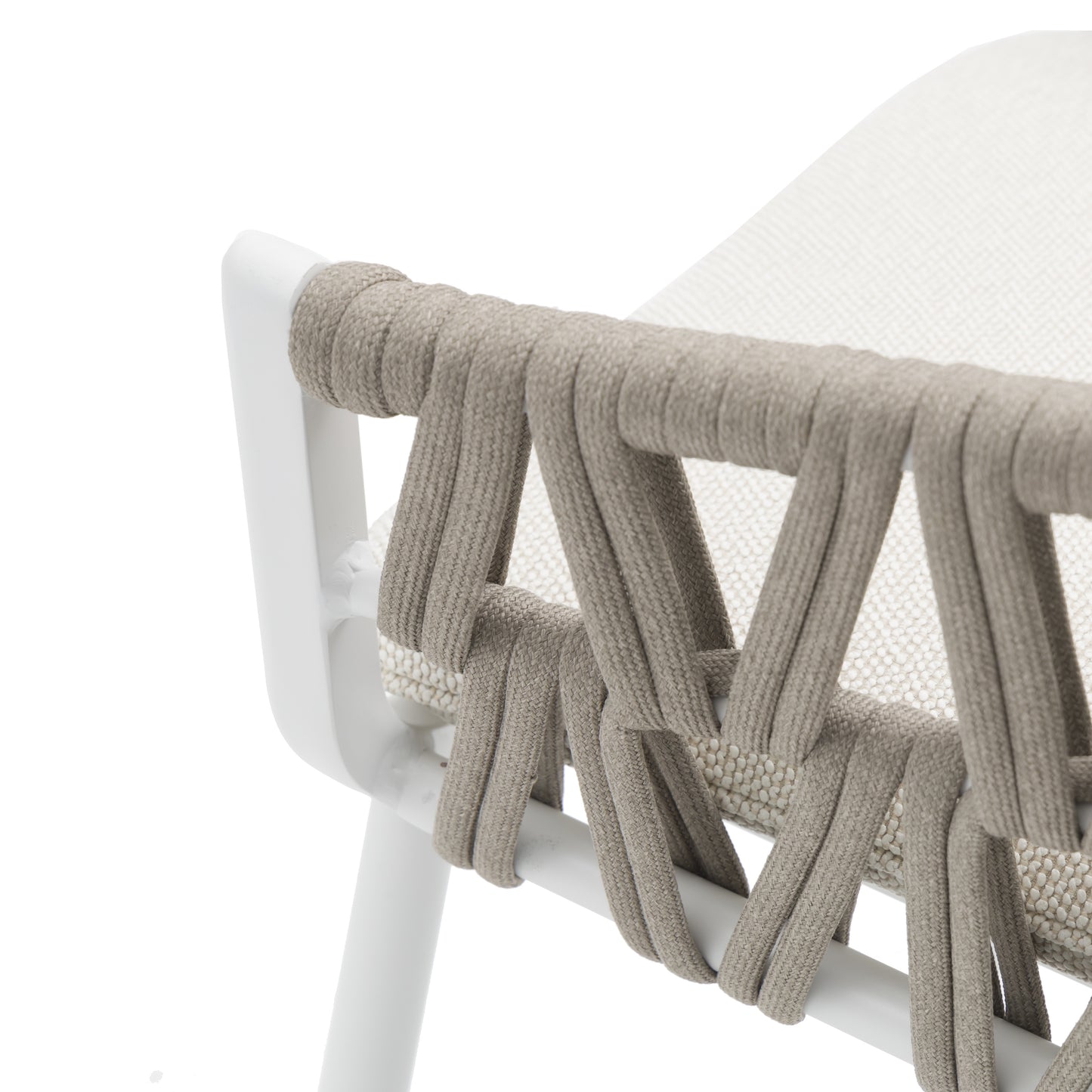 Silla de comedor Carson aluminio blanco textil beige