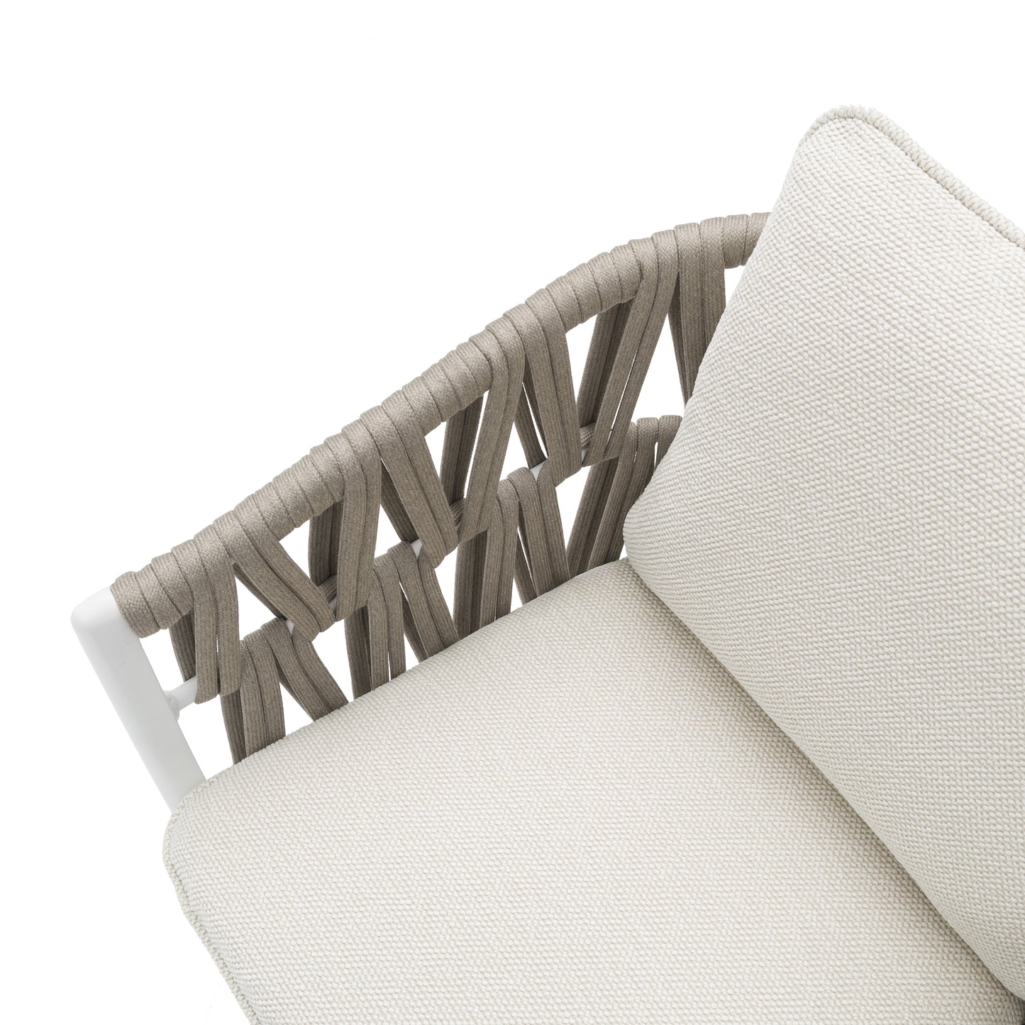 Silla de comedor Carson aluminio blanco textil beige