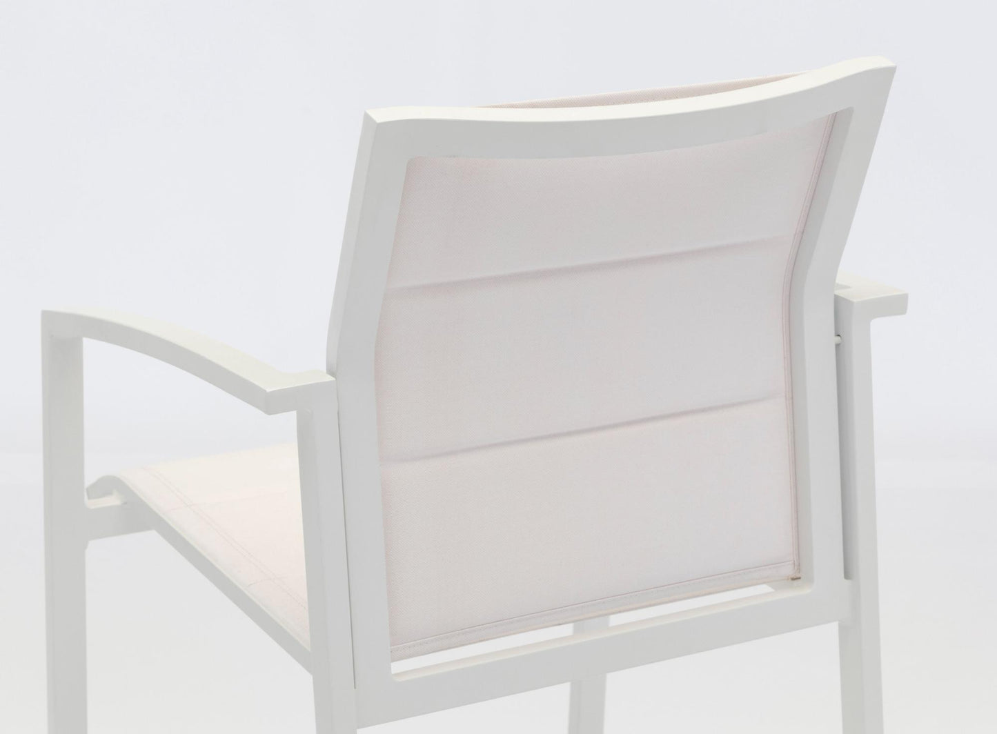 Sillón para barra de bar ORICK aluminio y textil blanco
