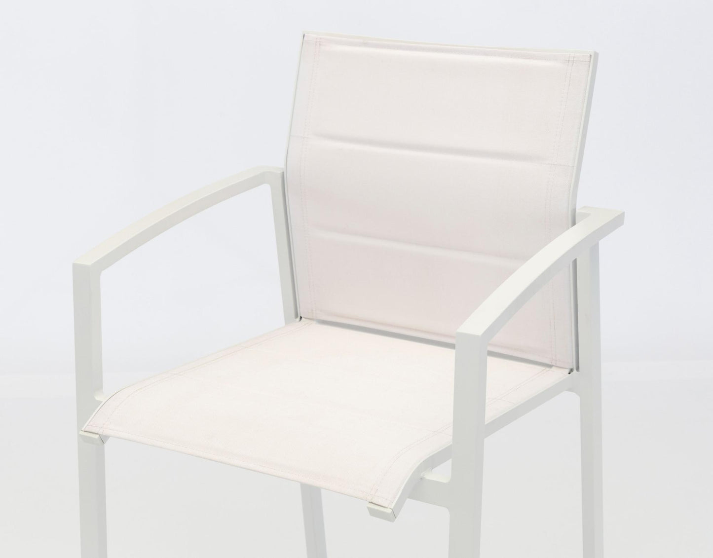 Sillón para barra de bar ORICK aluminio y textil blanco